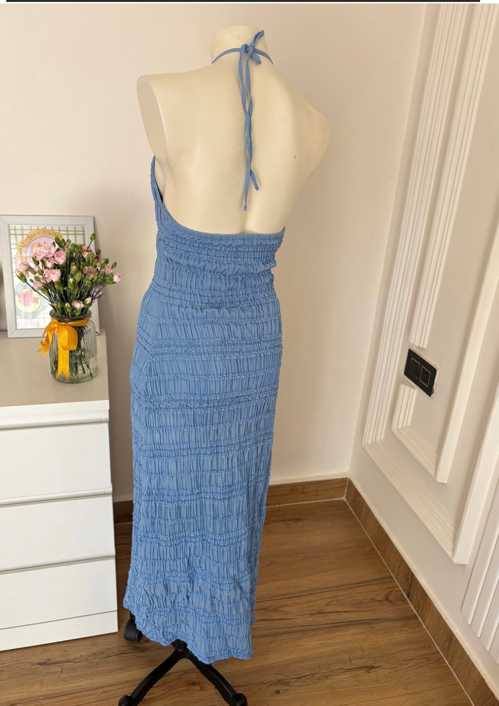 Blue ruched dress