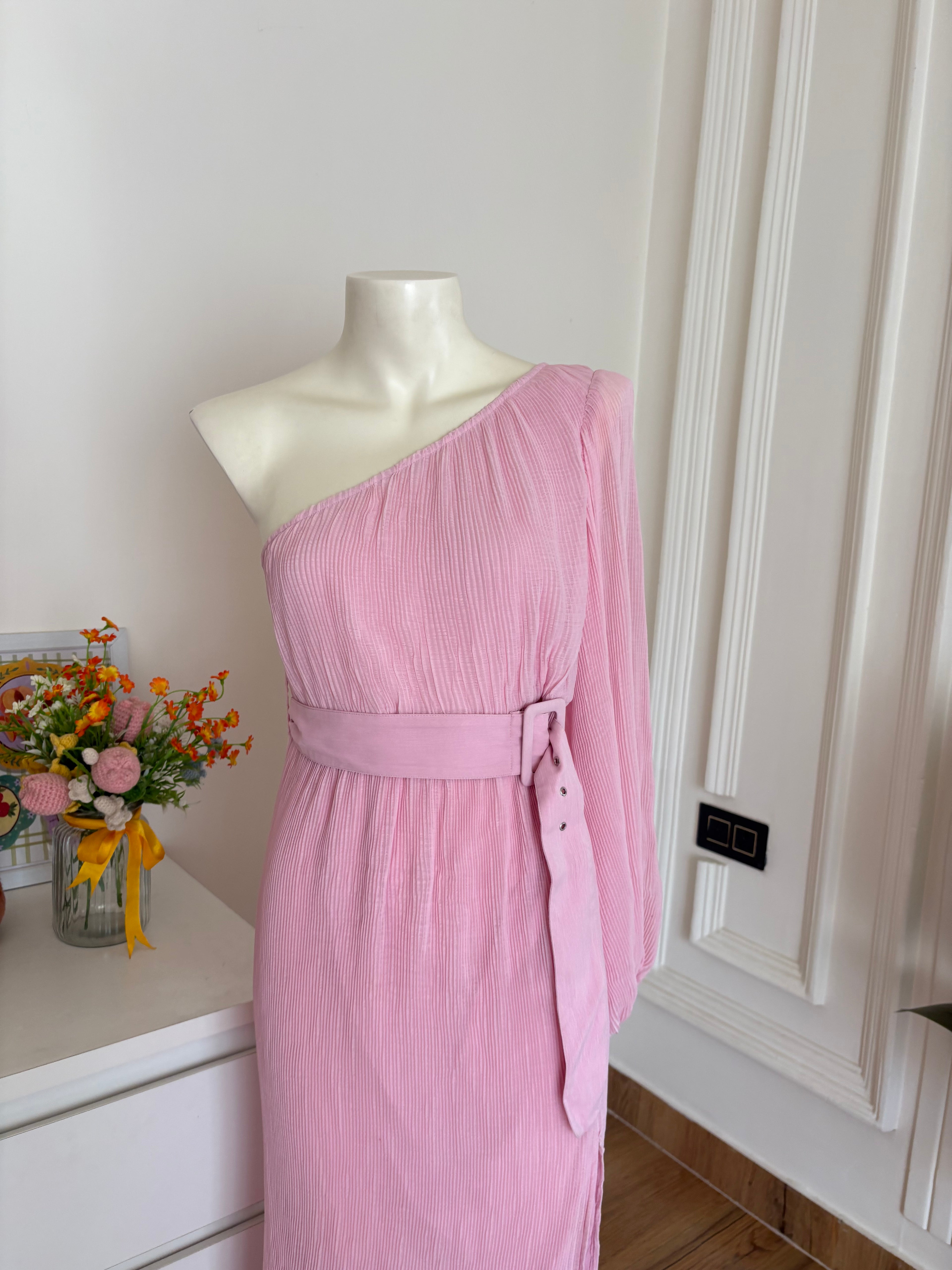 Pink belt dress