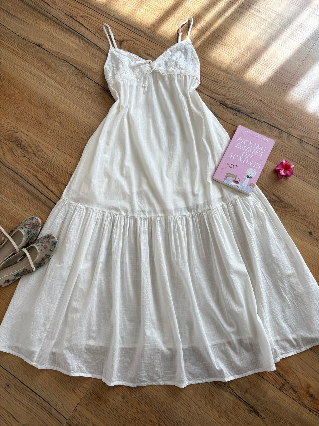 White embroidered cotton dress
