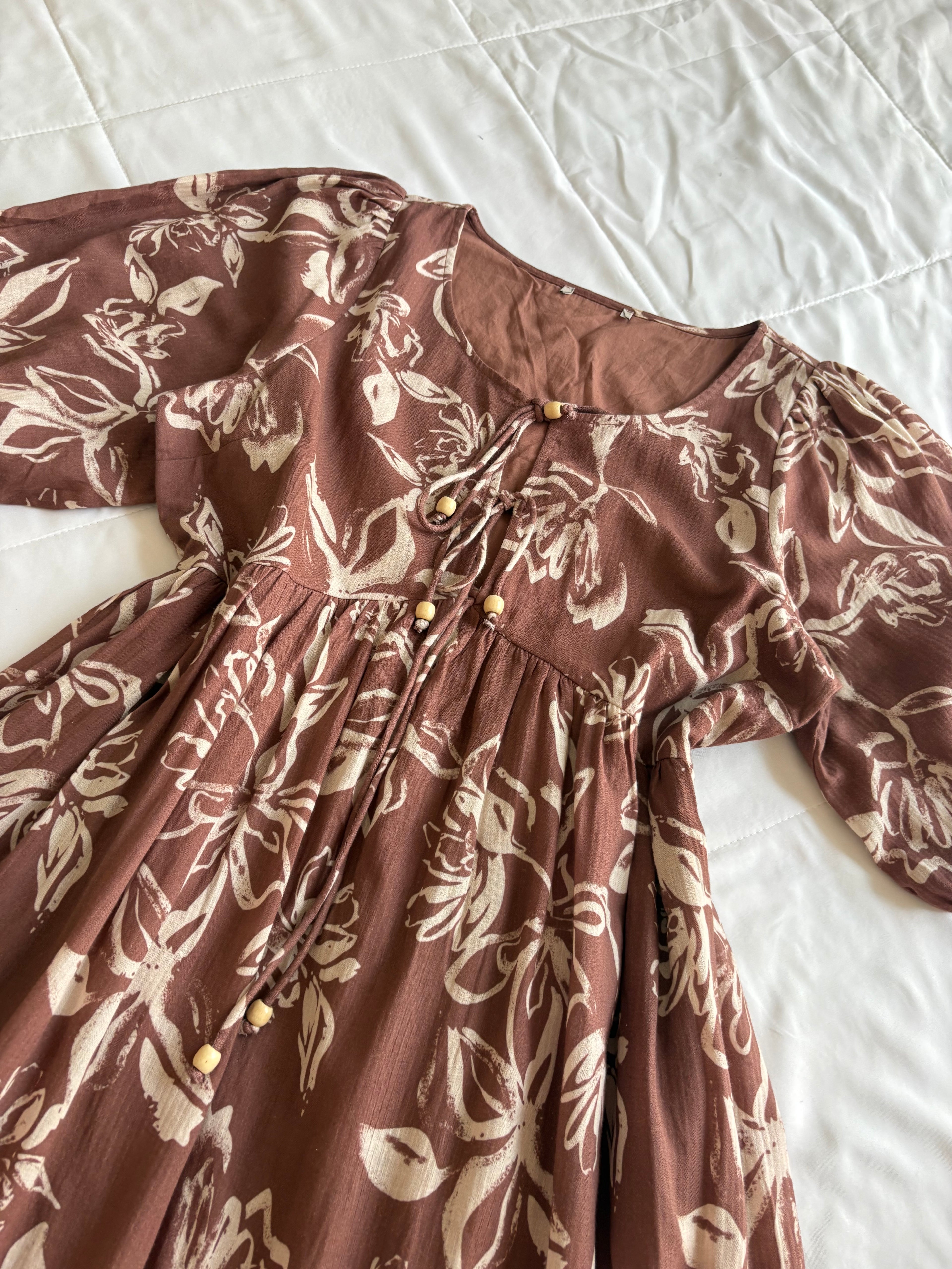 Brown front tie dress
