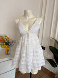 White padded ribbon details romper