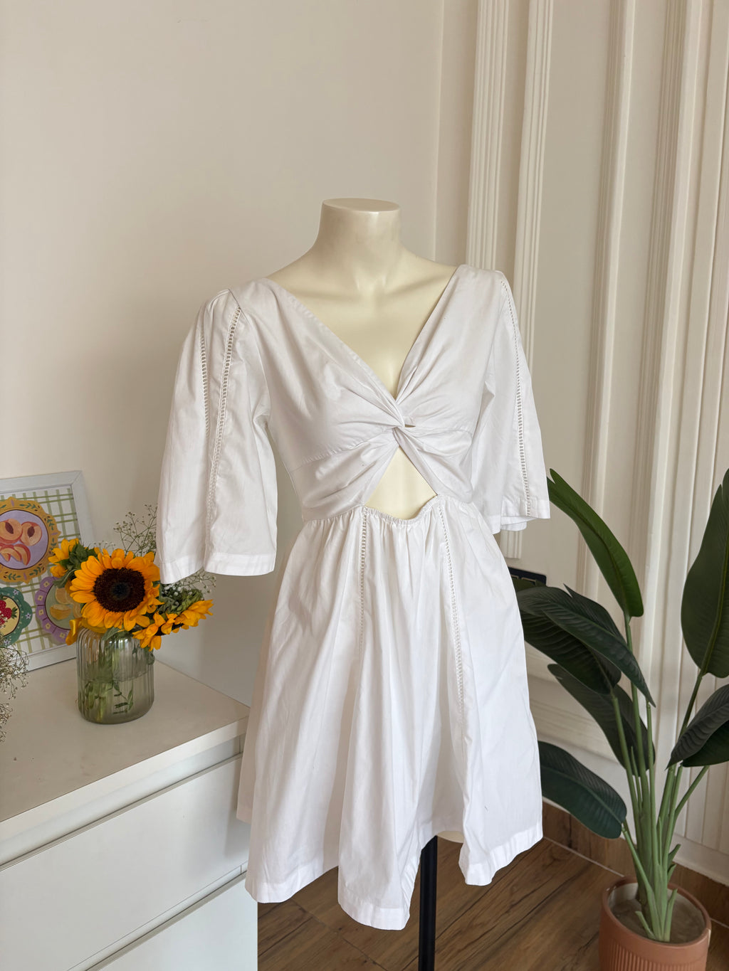 White front design dress