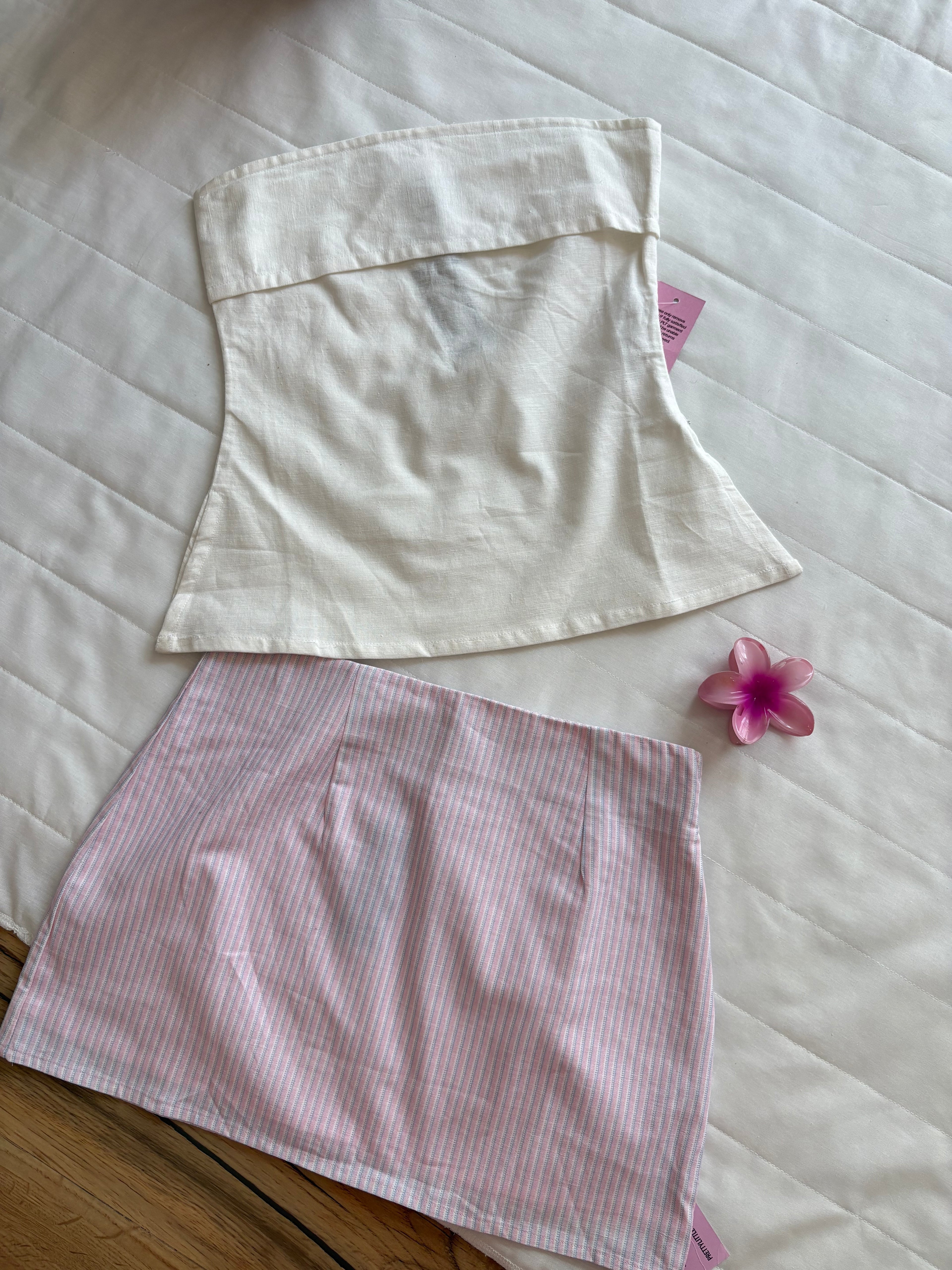 Pink  cotton linen skirt