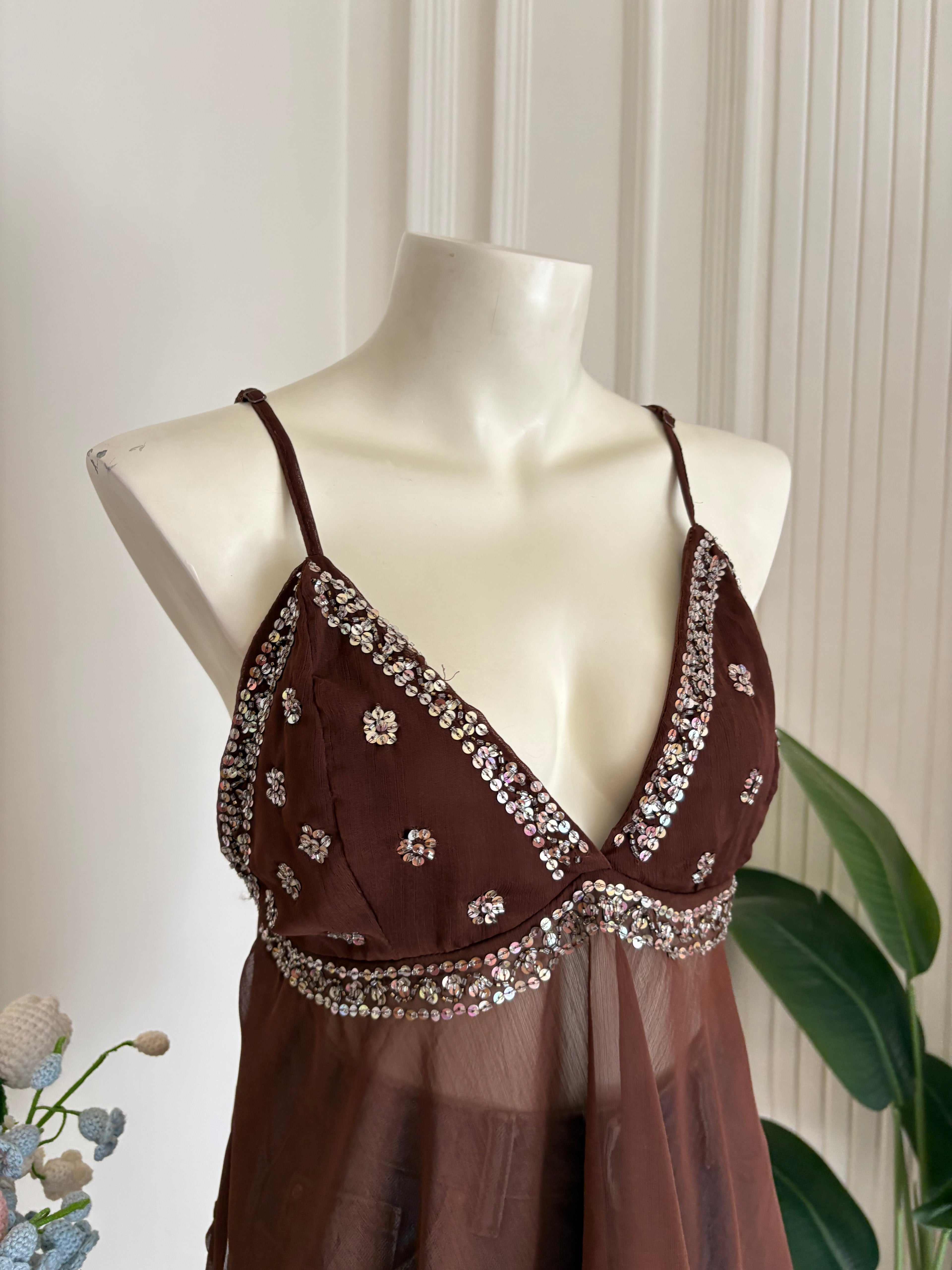 Brown chiffon top