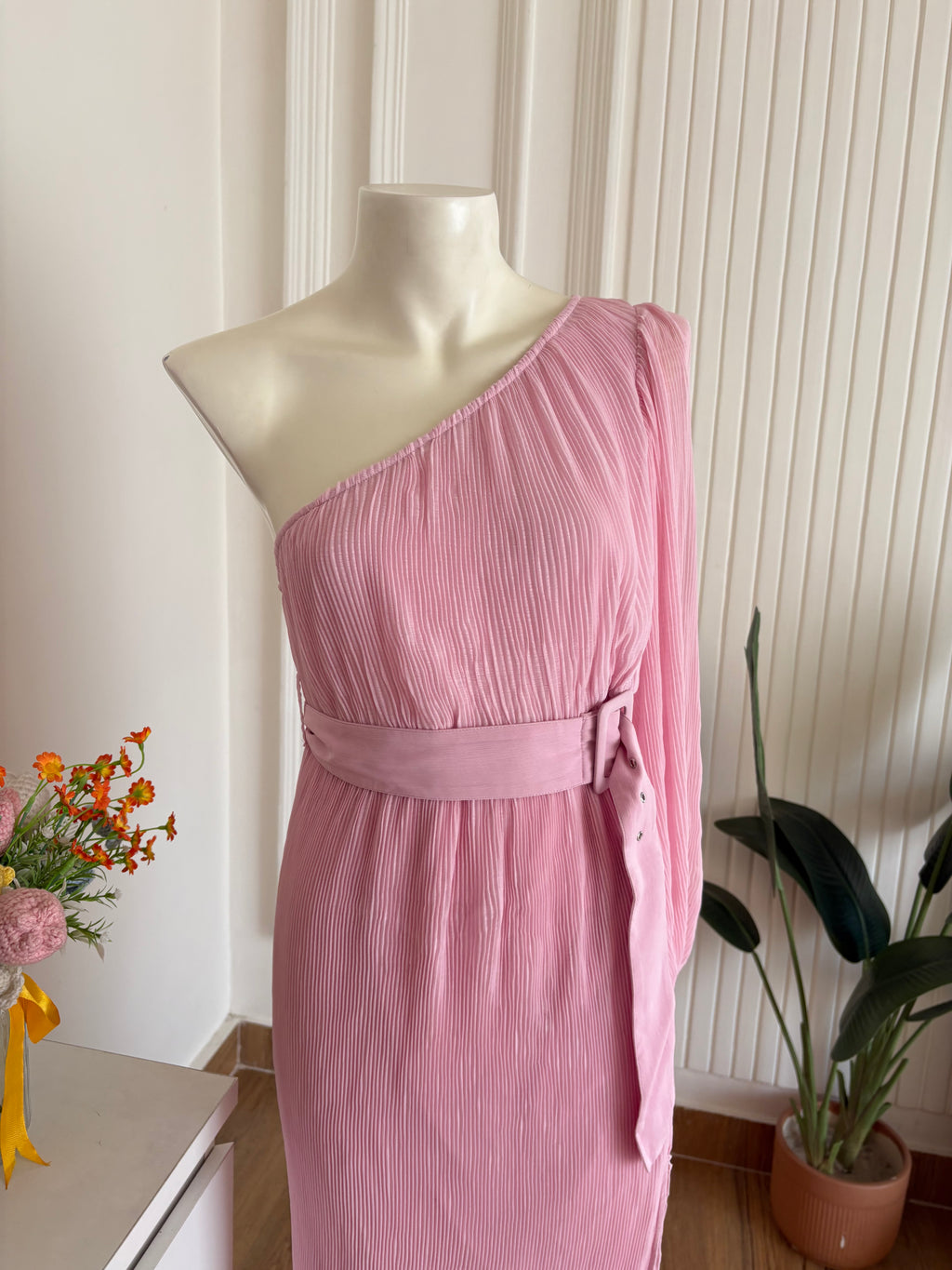 Pink belt dress