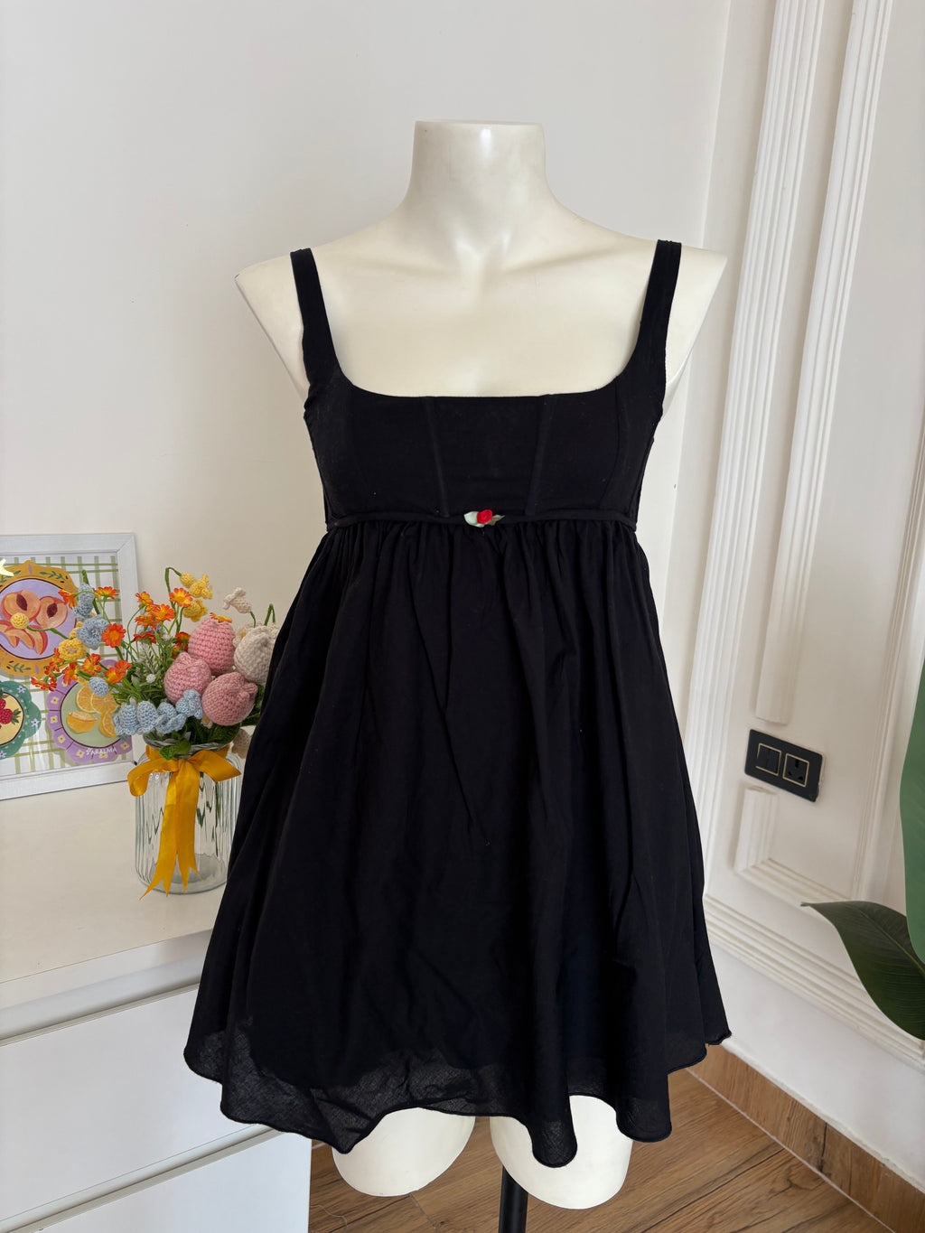 Black corset mini dress