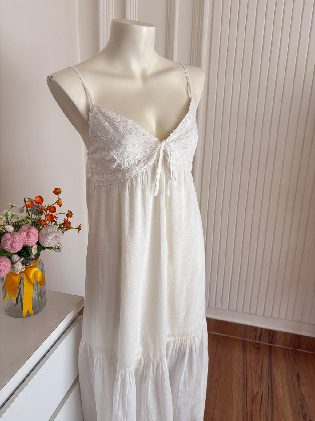 White embroidered cotton dress