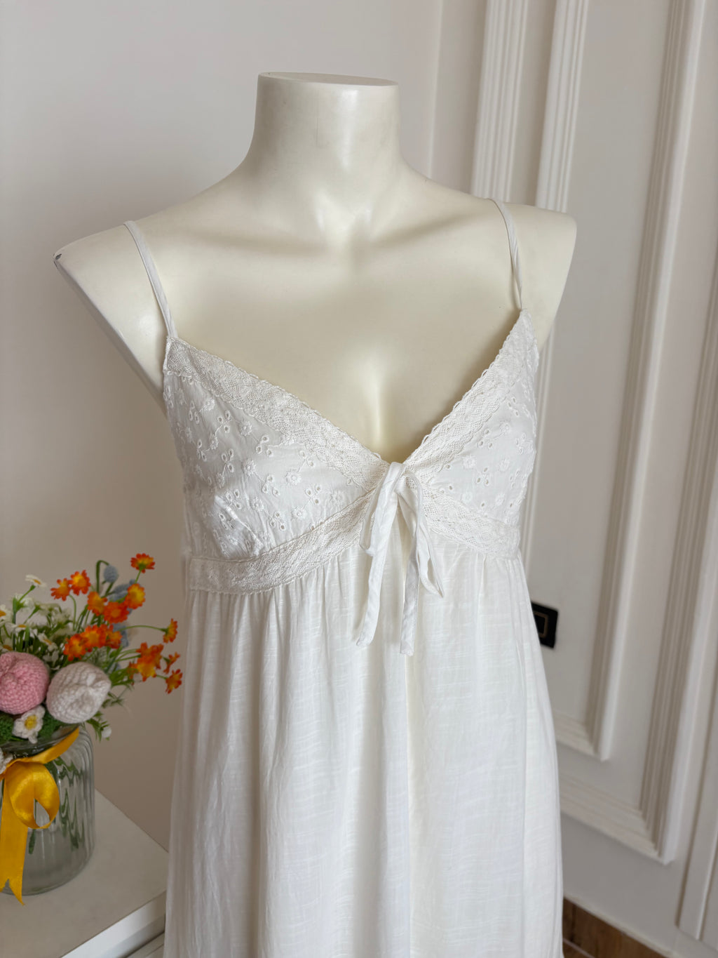 White embroidered cotton dress