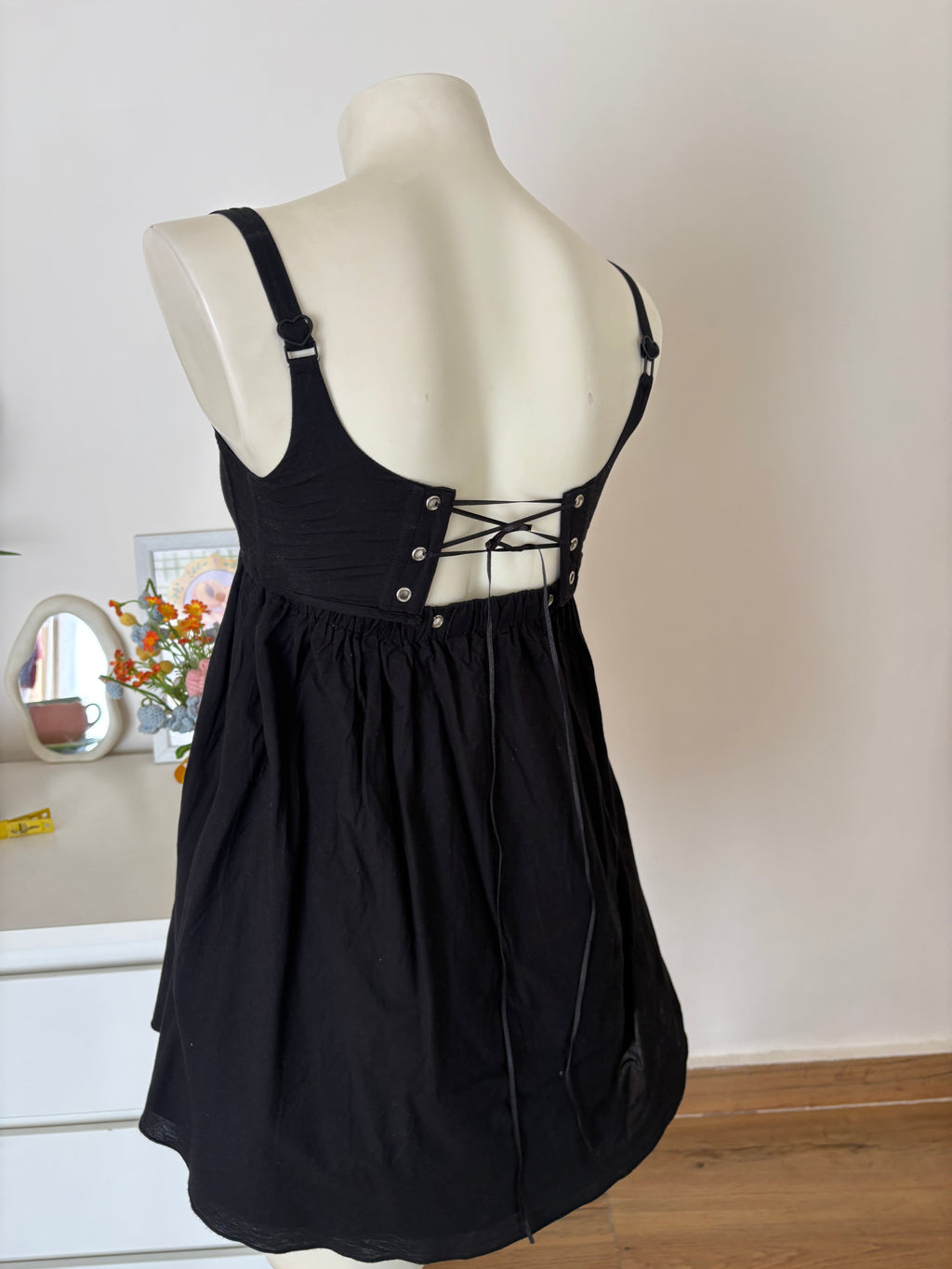 Black corset mini dress