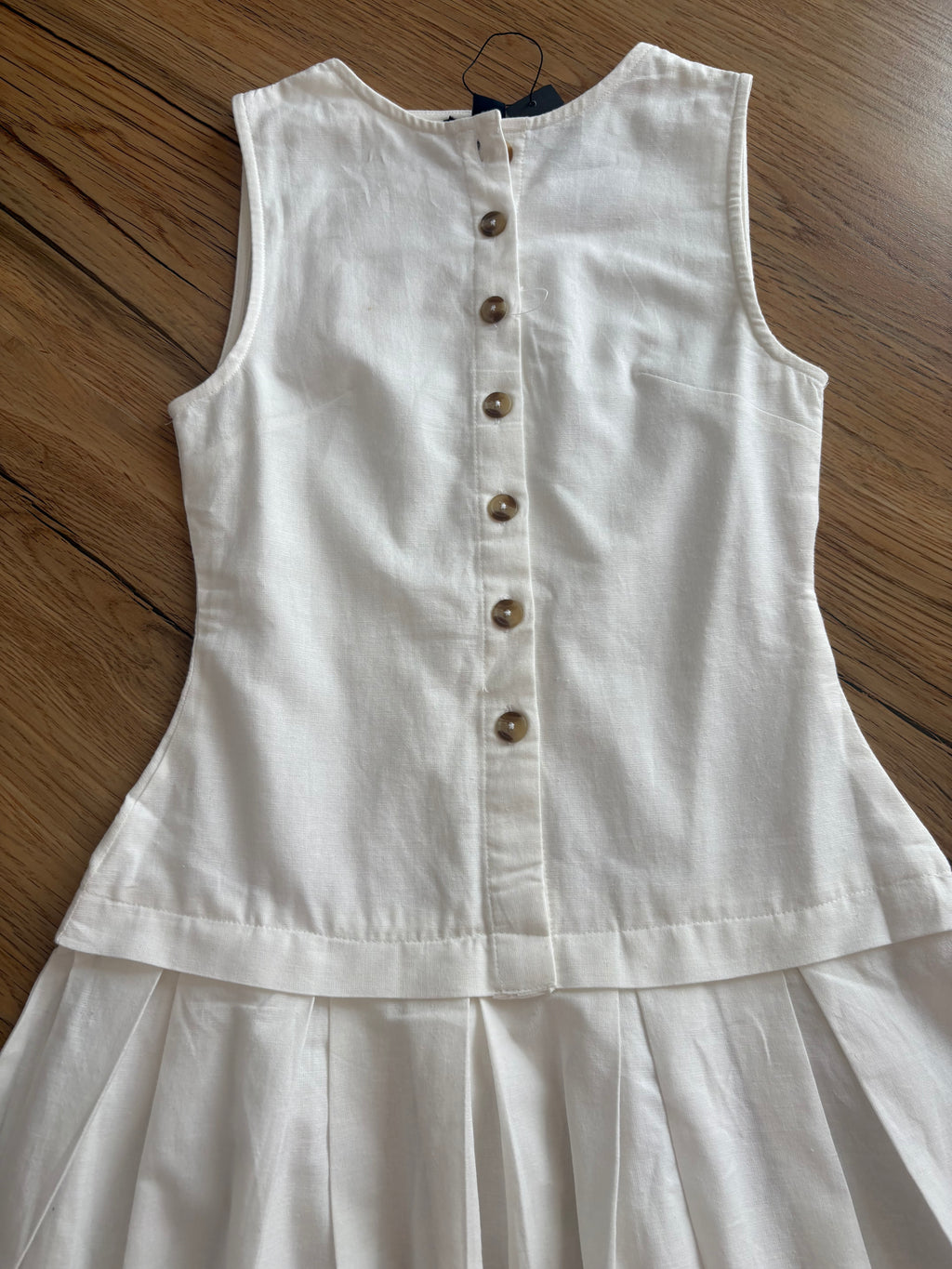 White cotton linen button dress