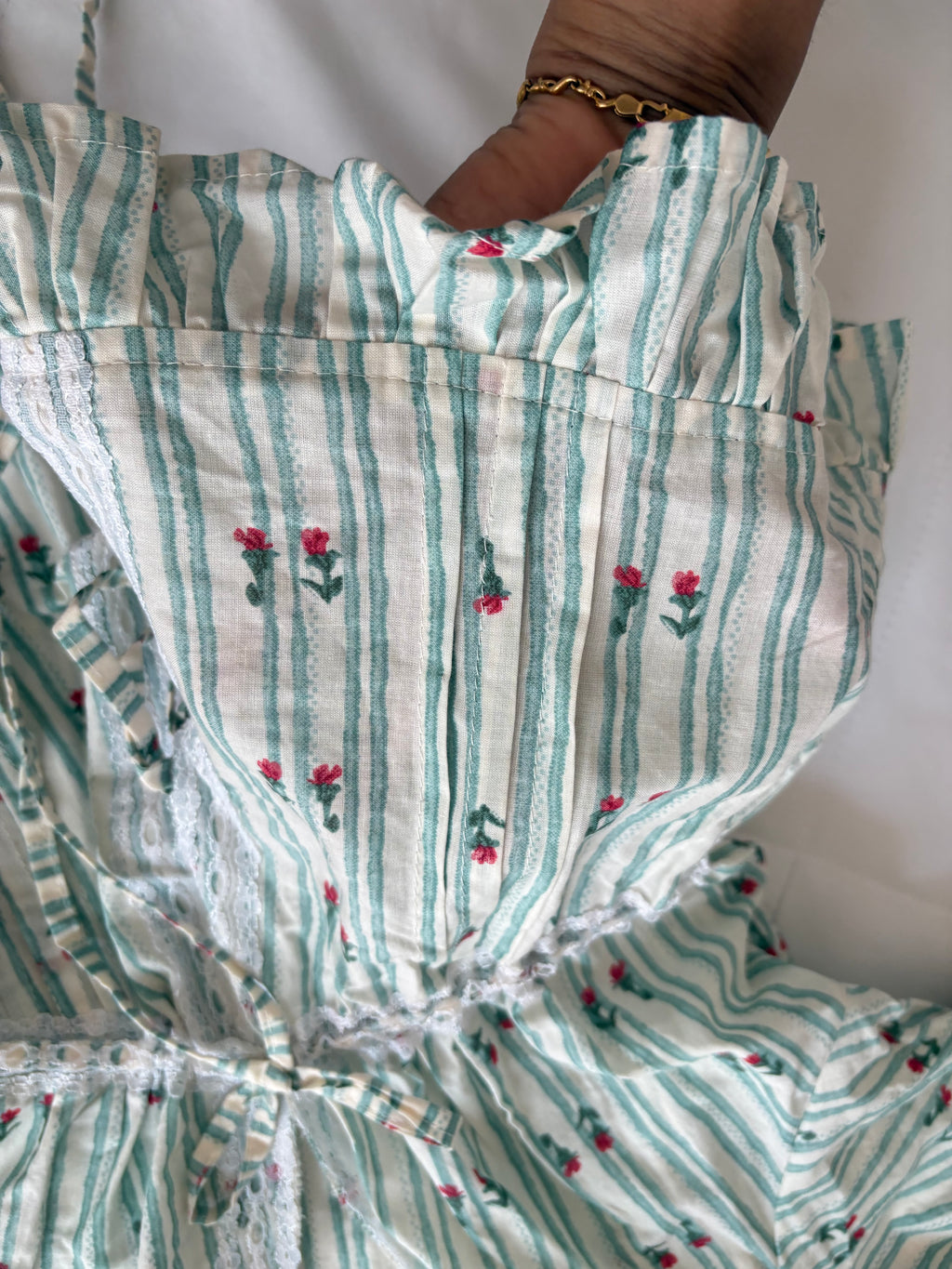 Green floral cotton top