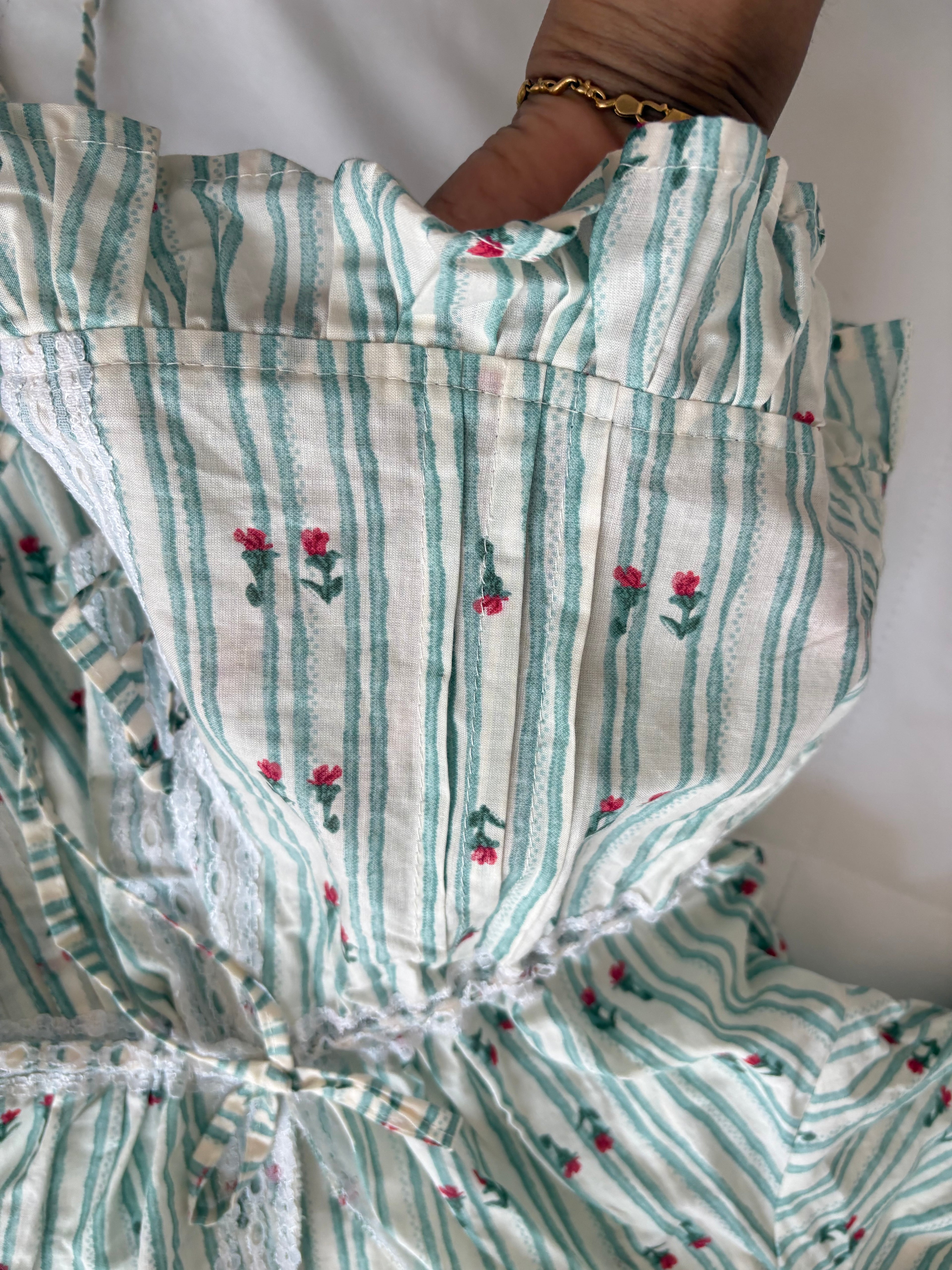 Green floral cotton top