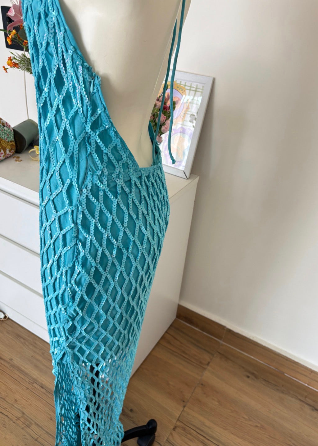 Blue sequin dress
