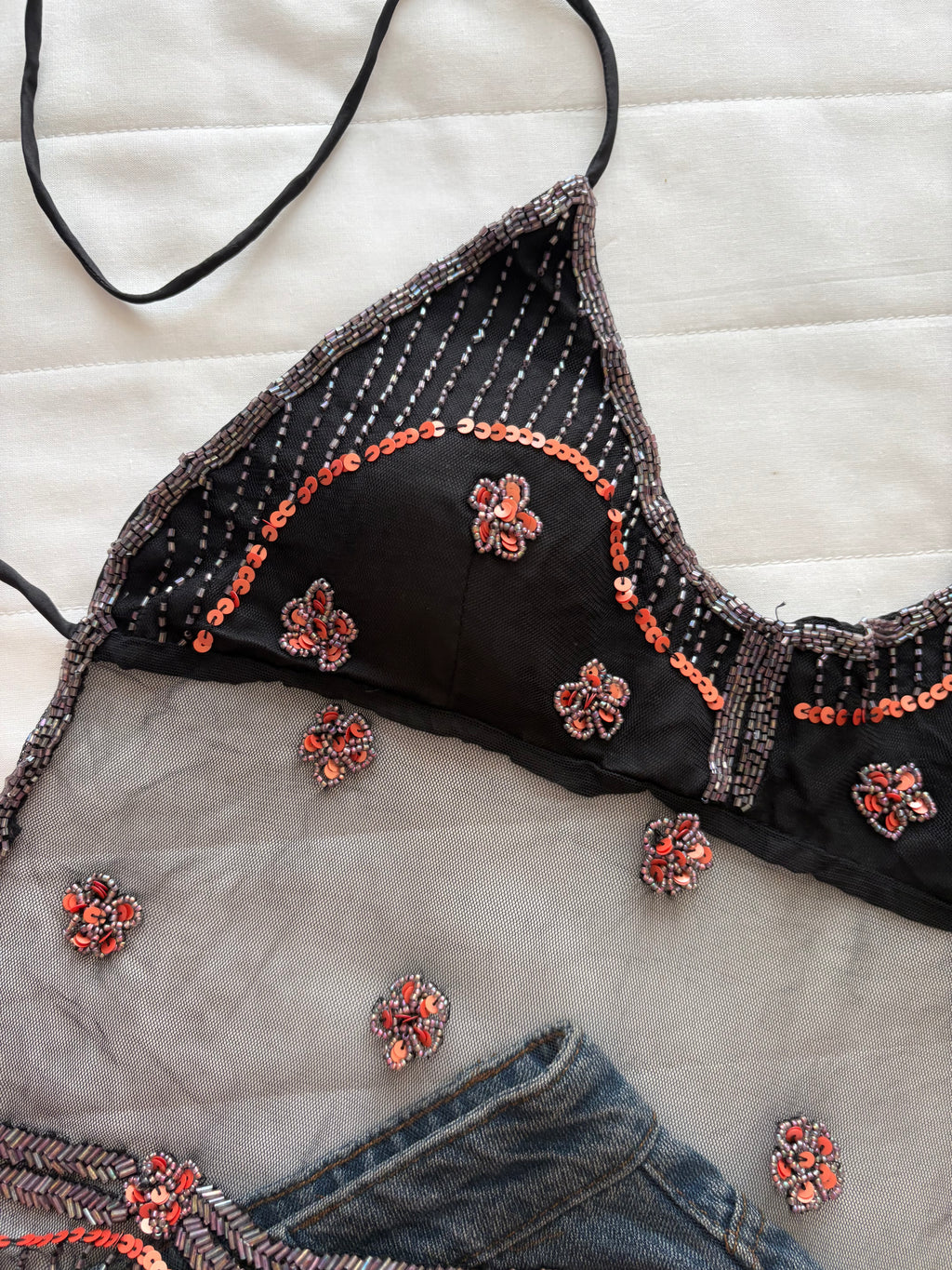Orange beaded padded top