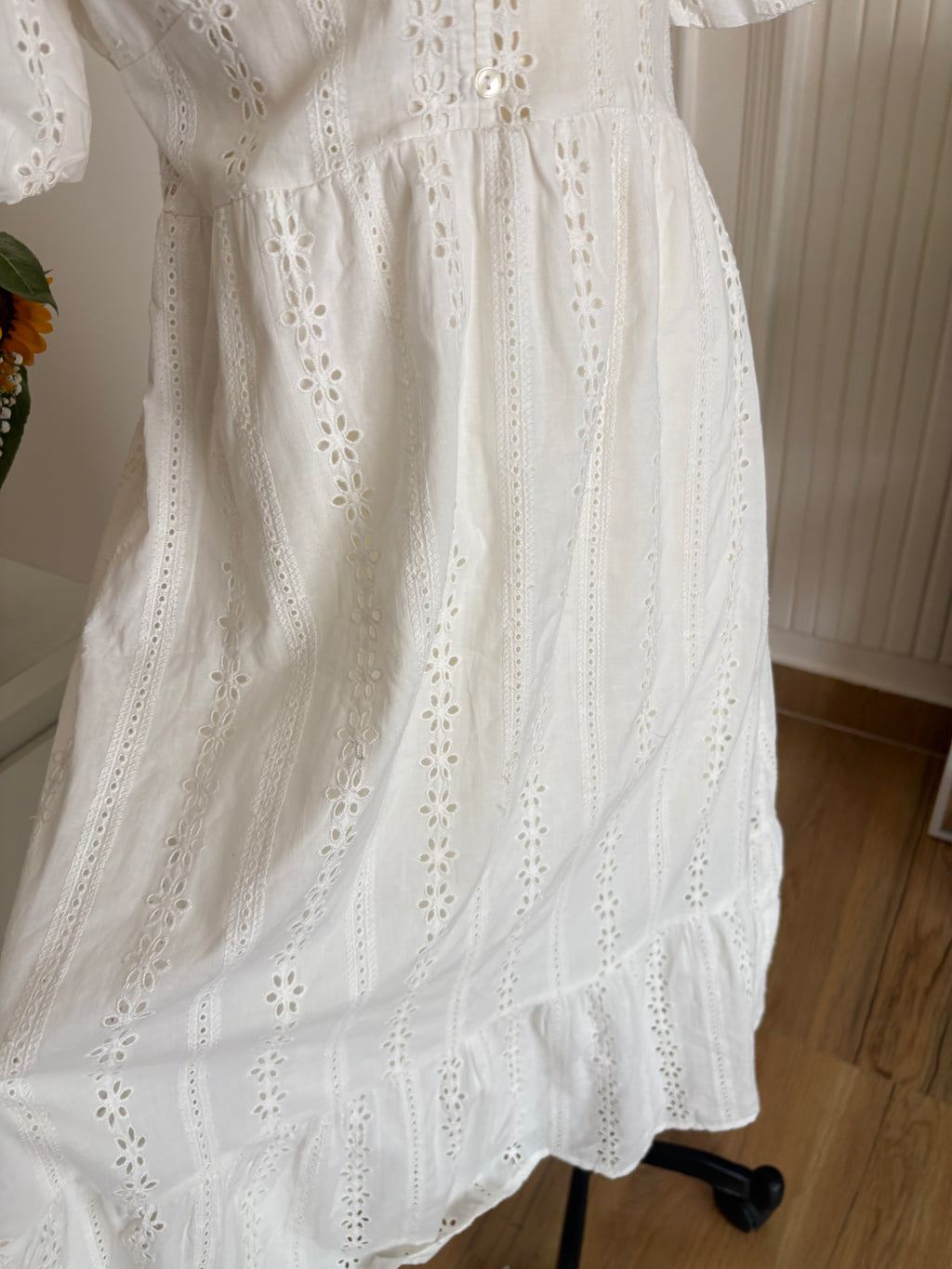 White eyelet midi dress
