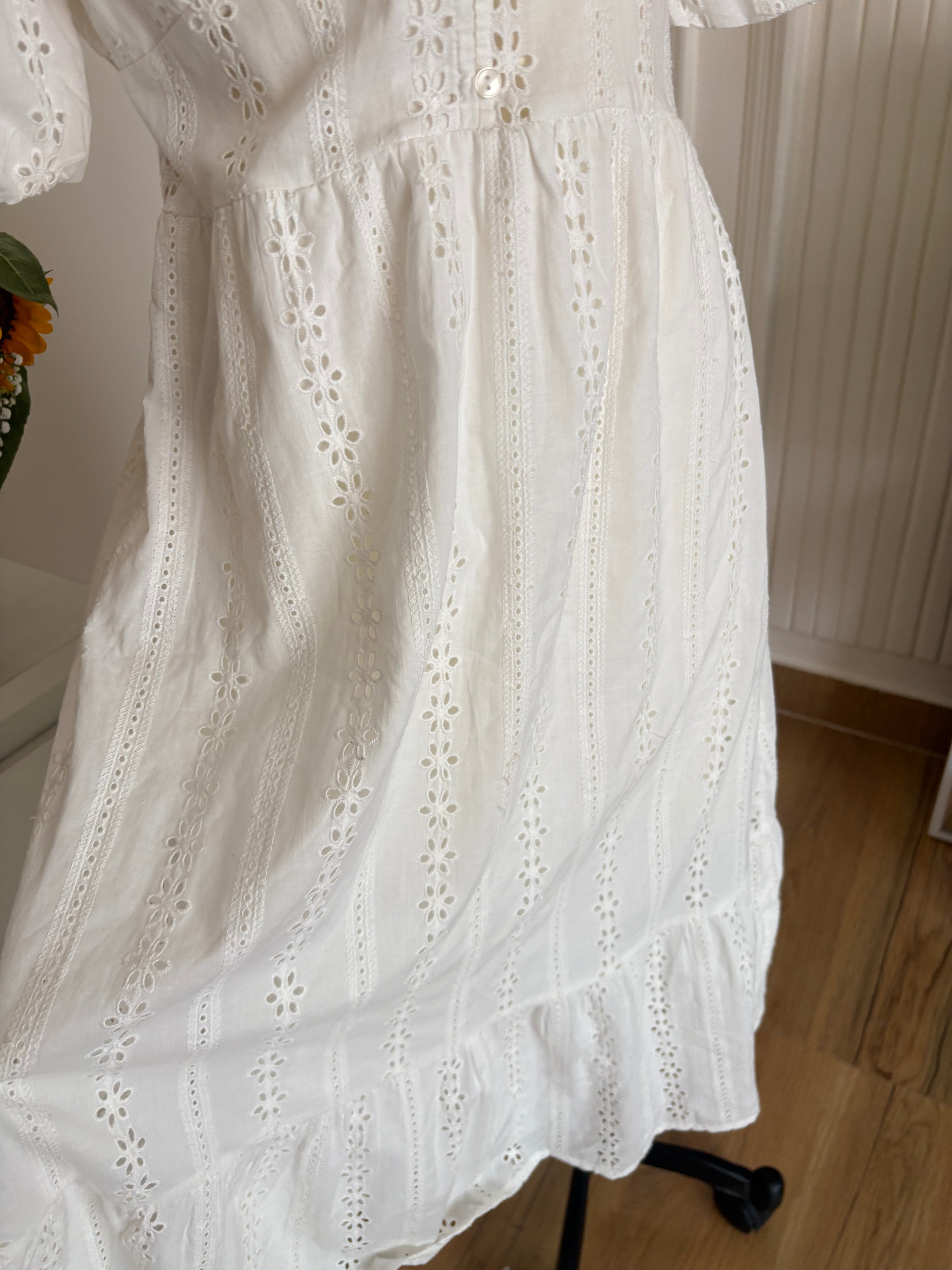 White eyelet midi dress