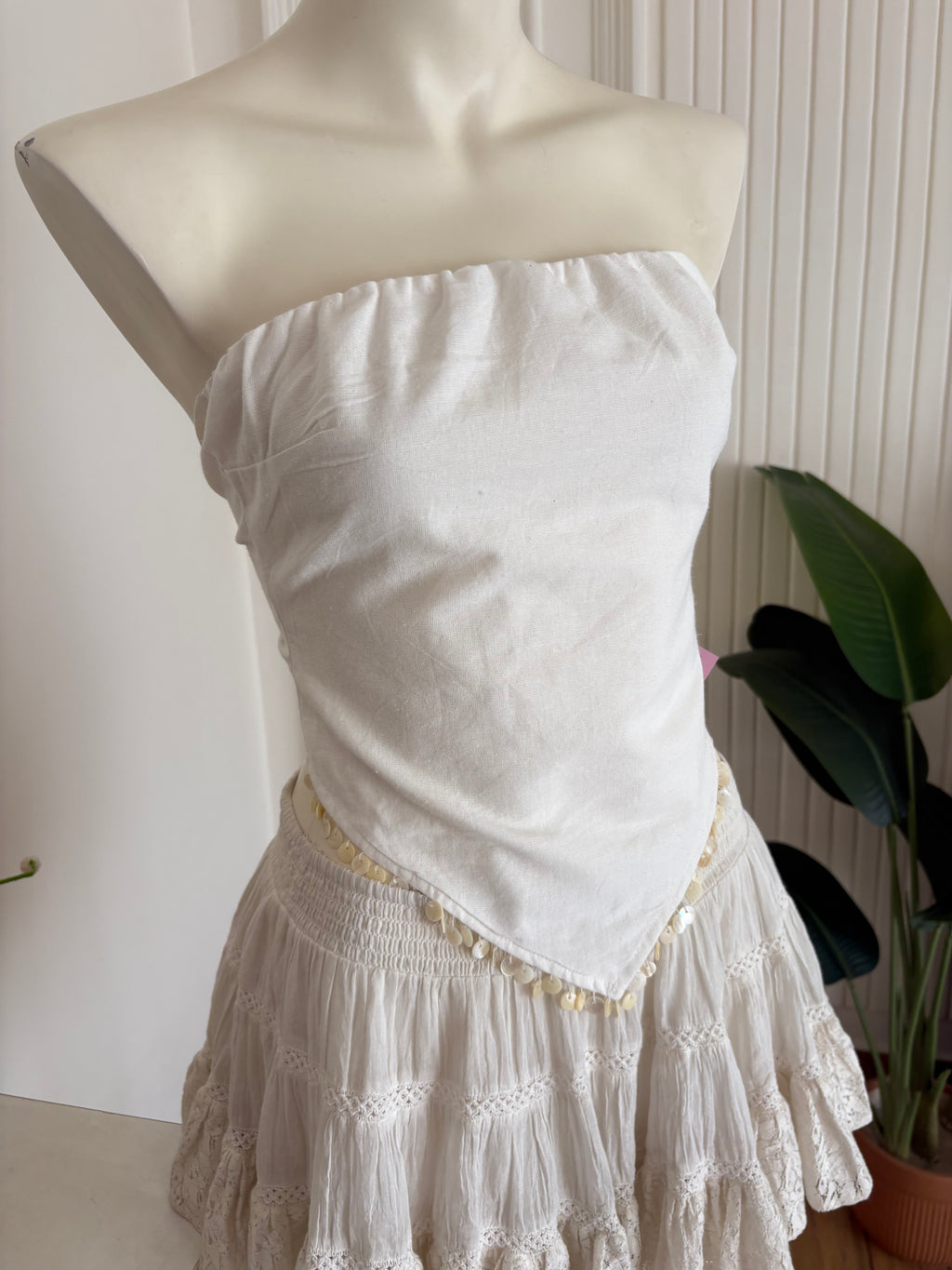 White tube beads top and blue pant(individually sold)