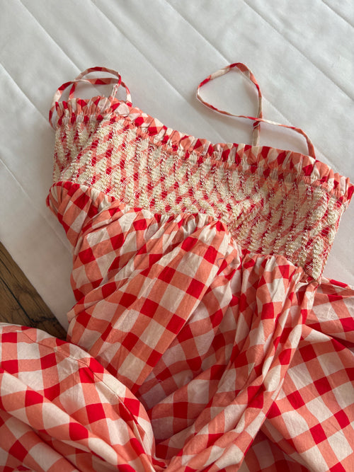 Red check dress