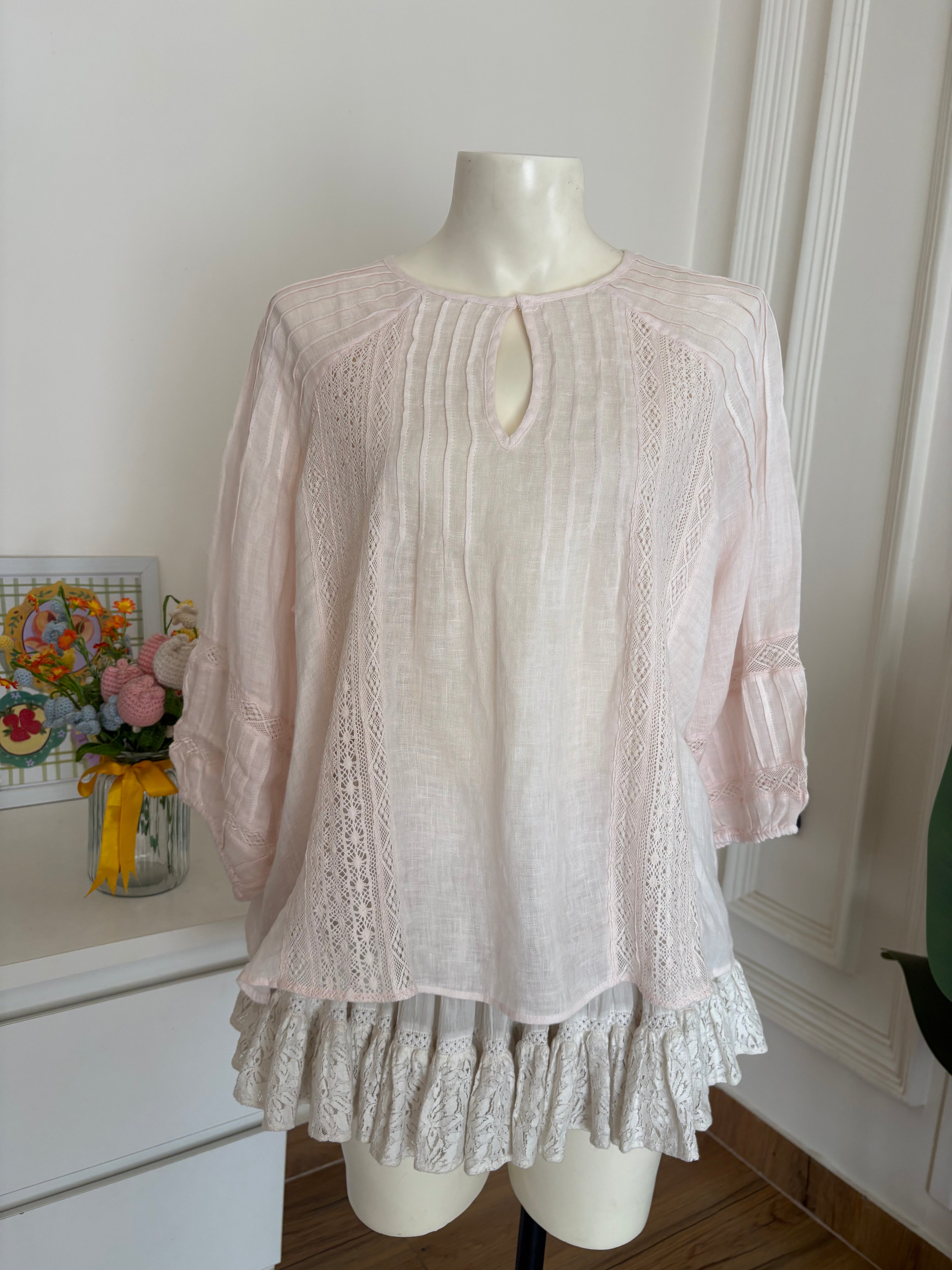 Pink linen top