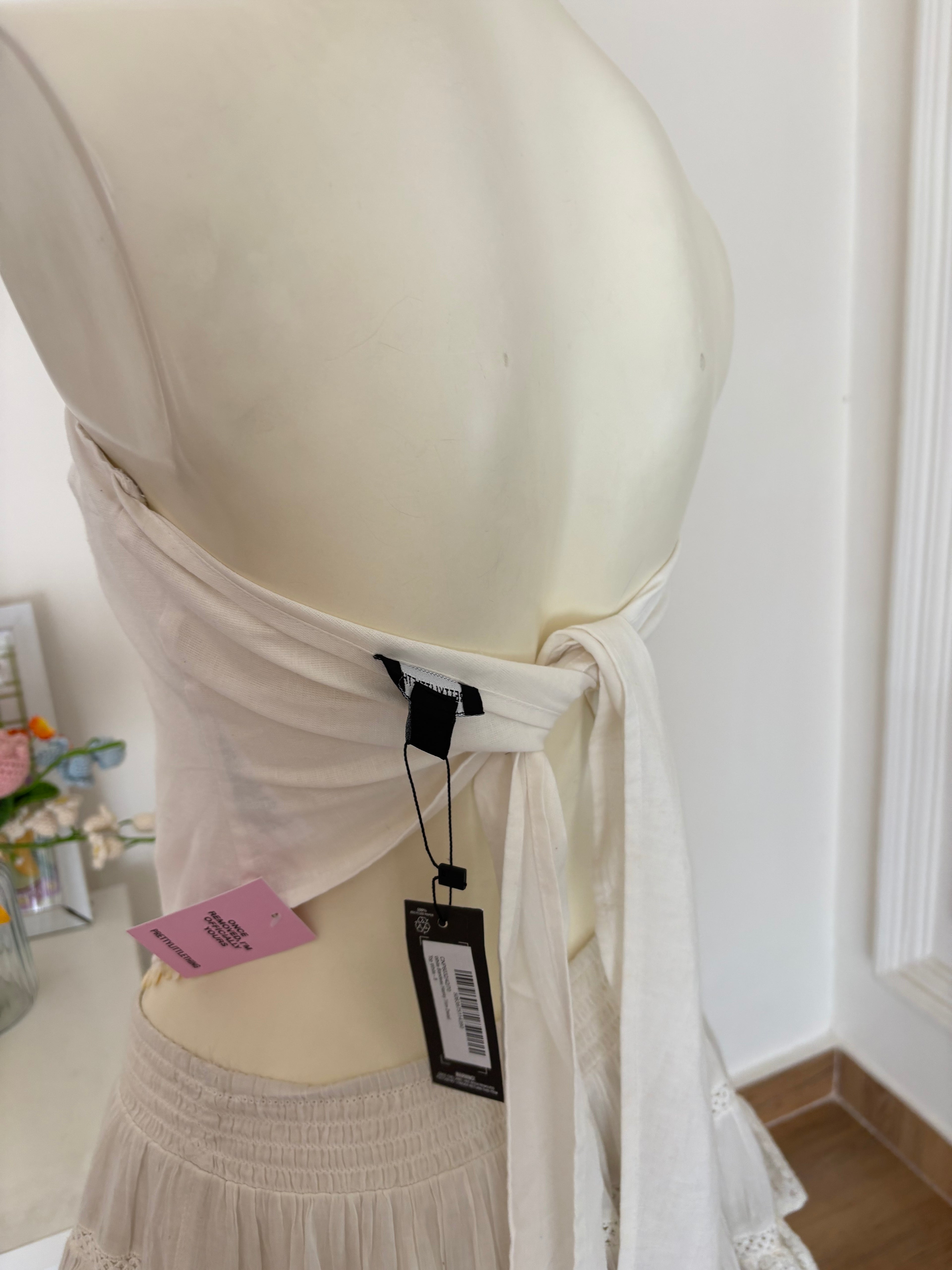 White tube beads top and blue pant(individually sold)