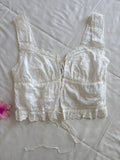 white front tie lace details