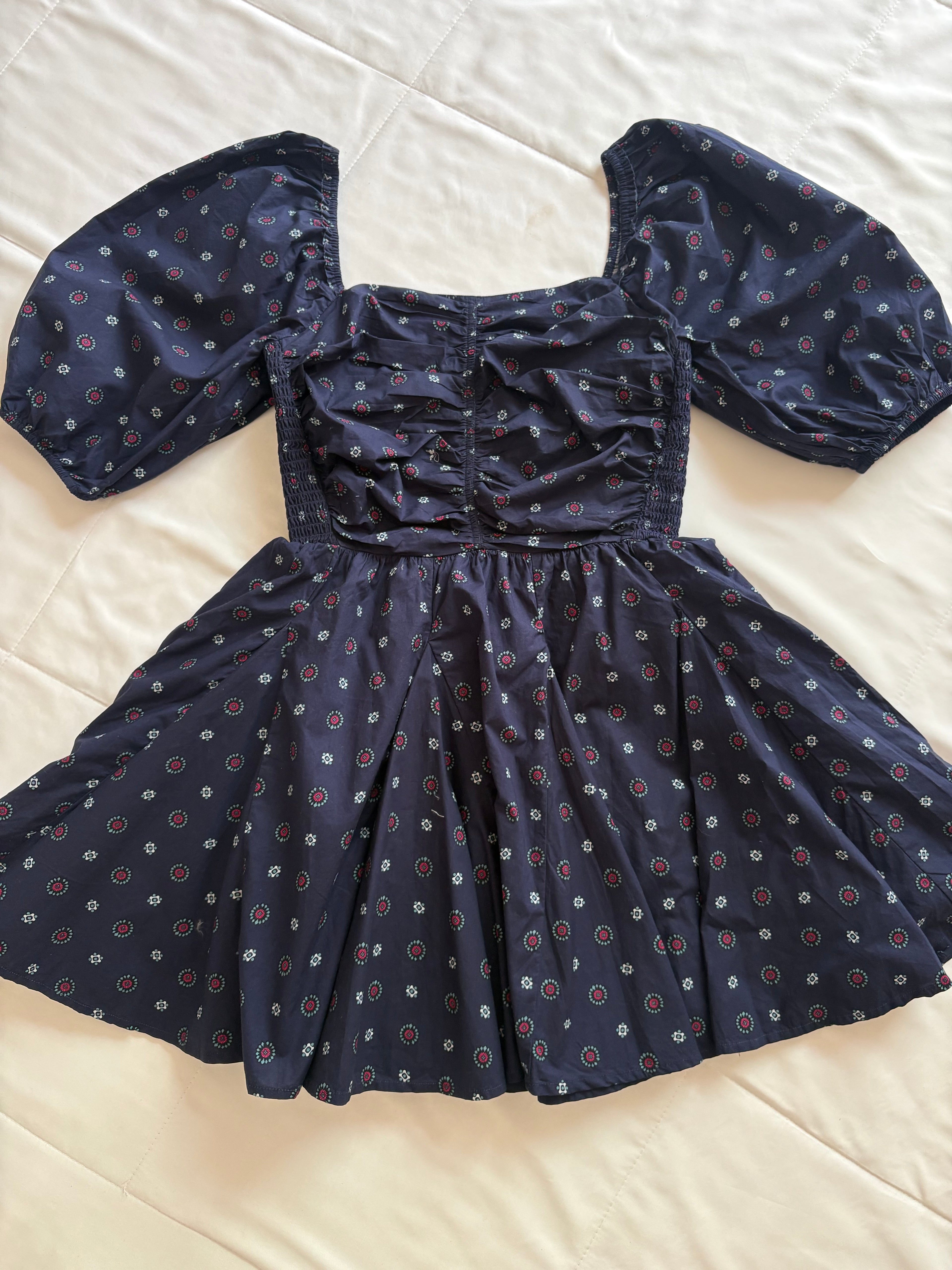 Blue printed cotton dress