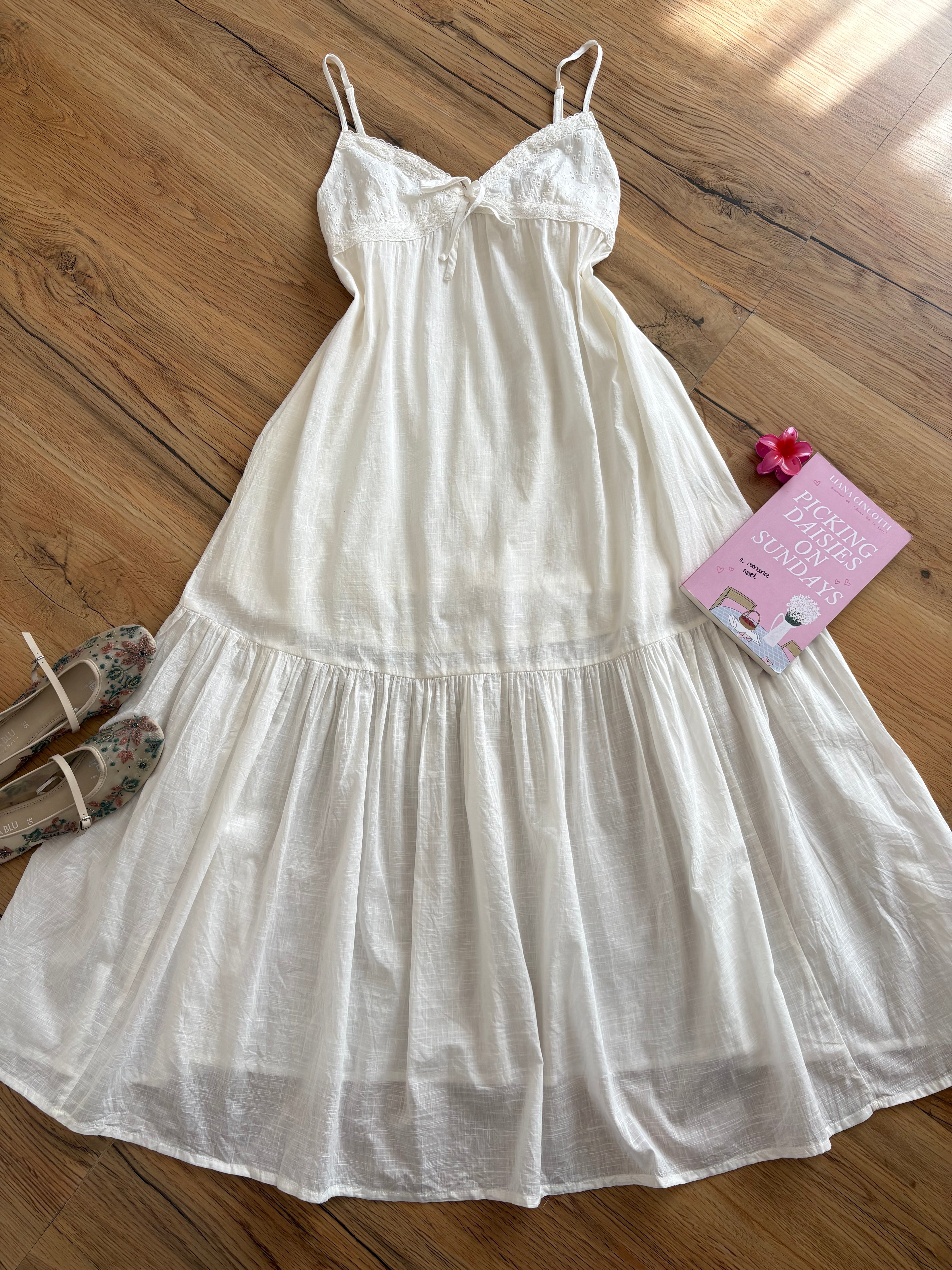 White embroidered cotton dress
