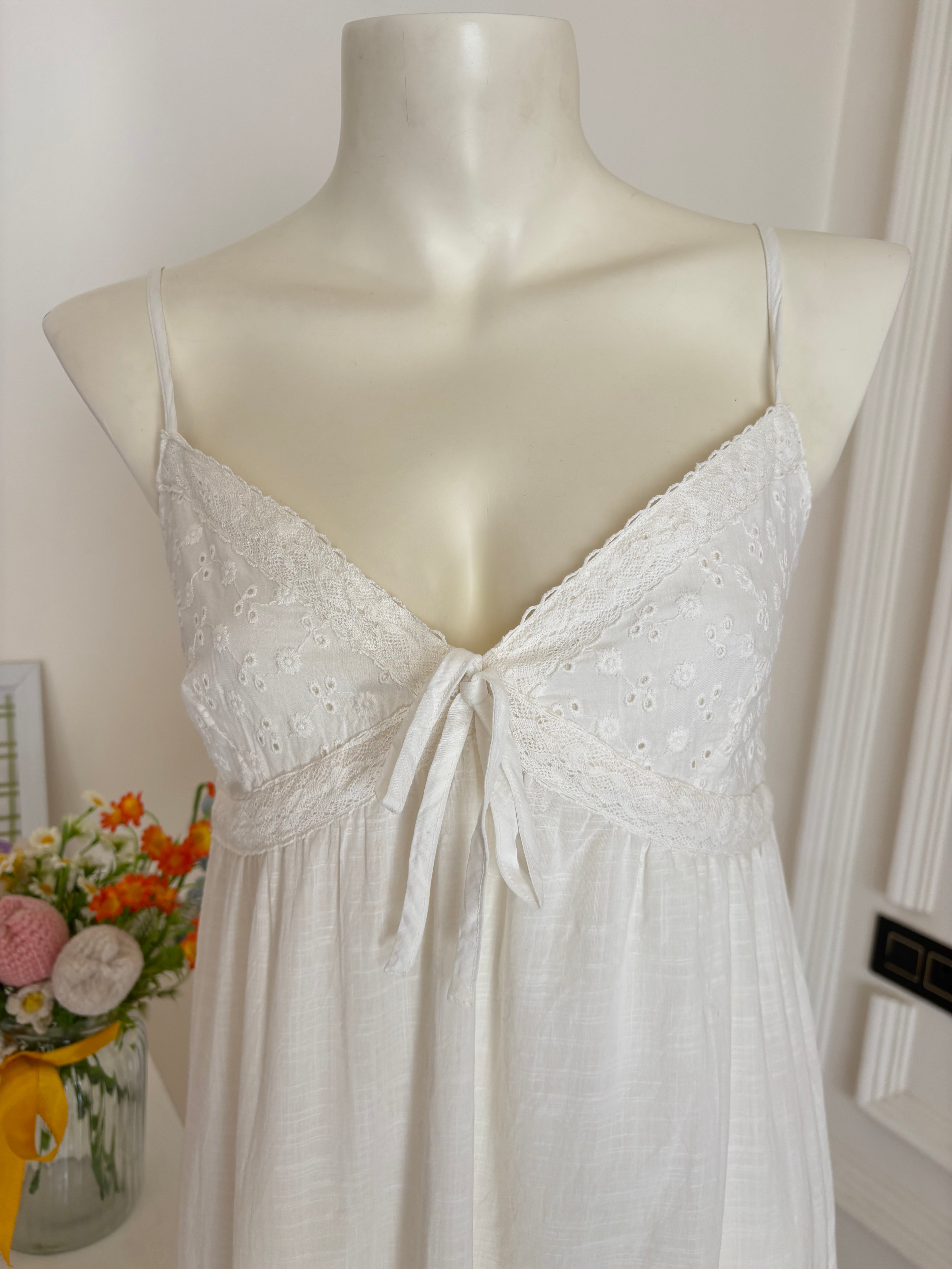 White embroidered cotton dress