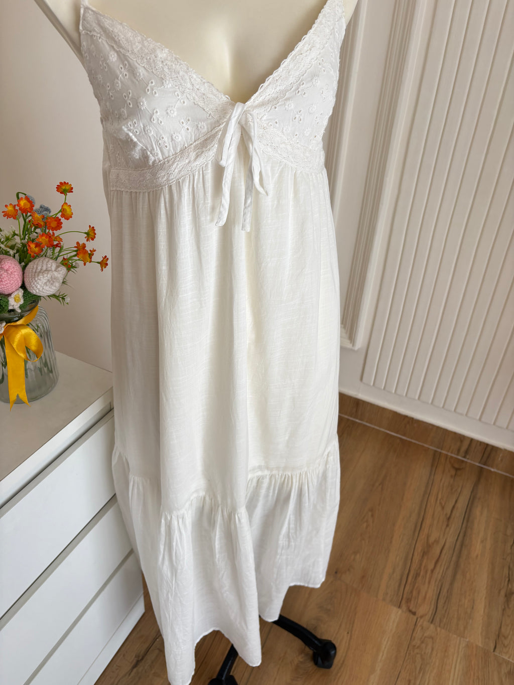 White embroidered cotton dress