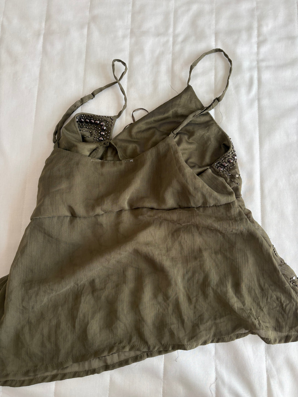 Olive green beaded top
