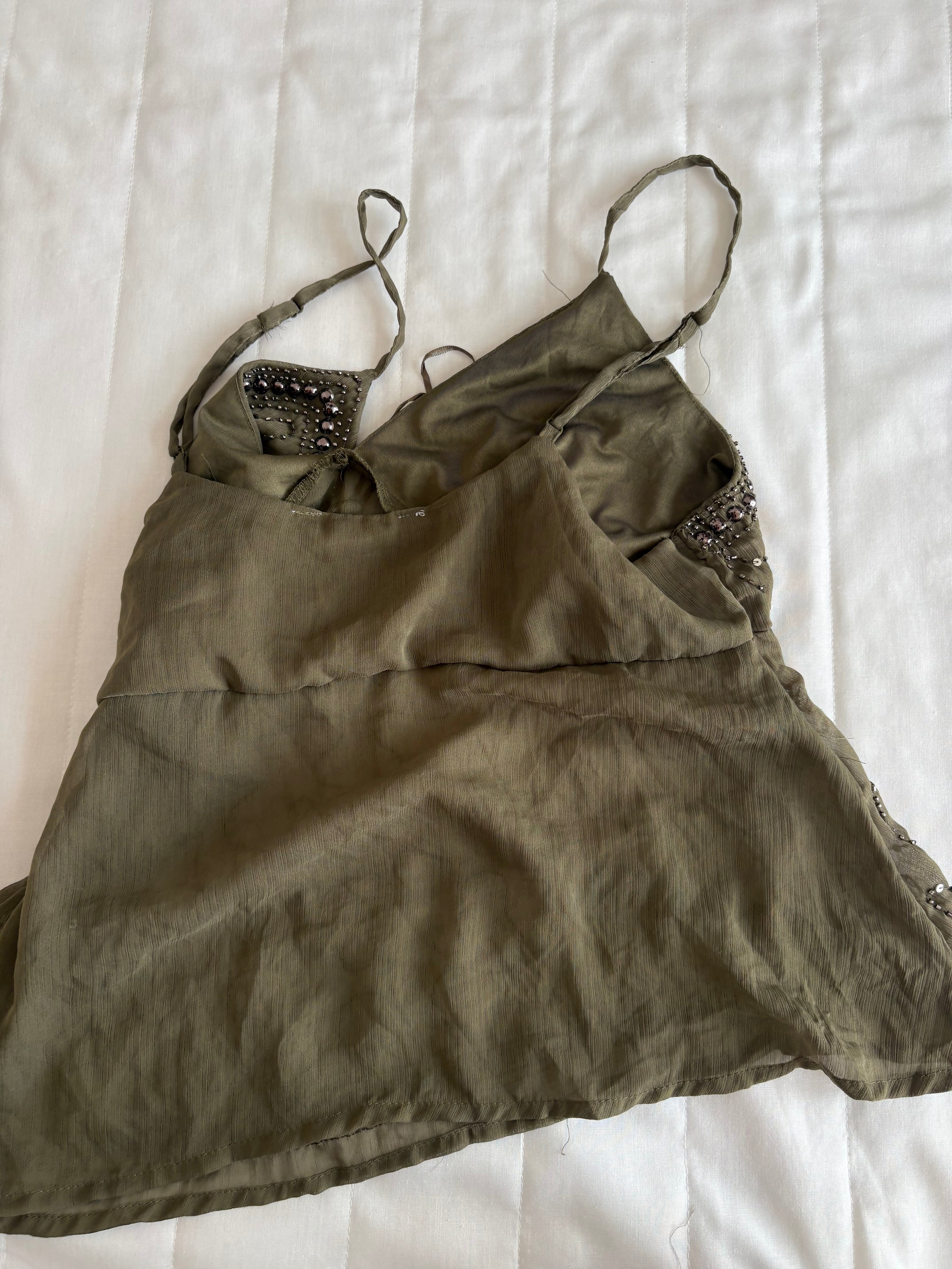 Olive green beaded top