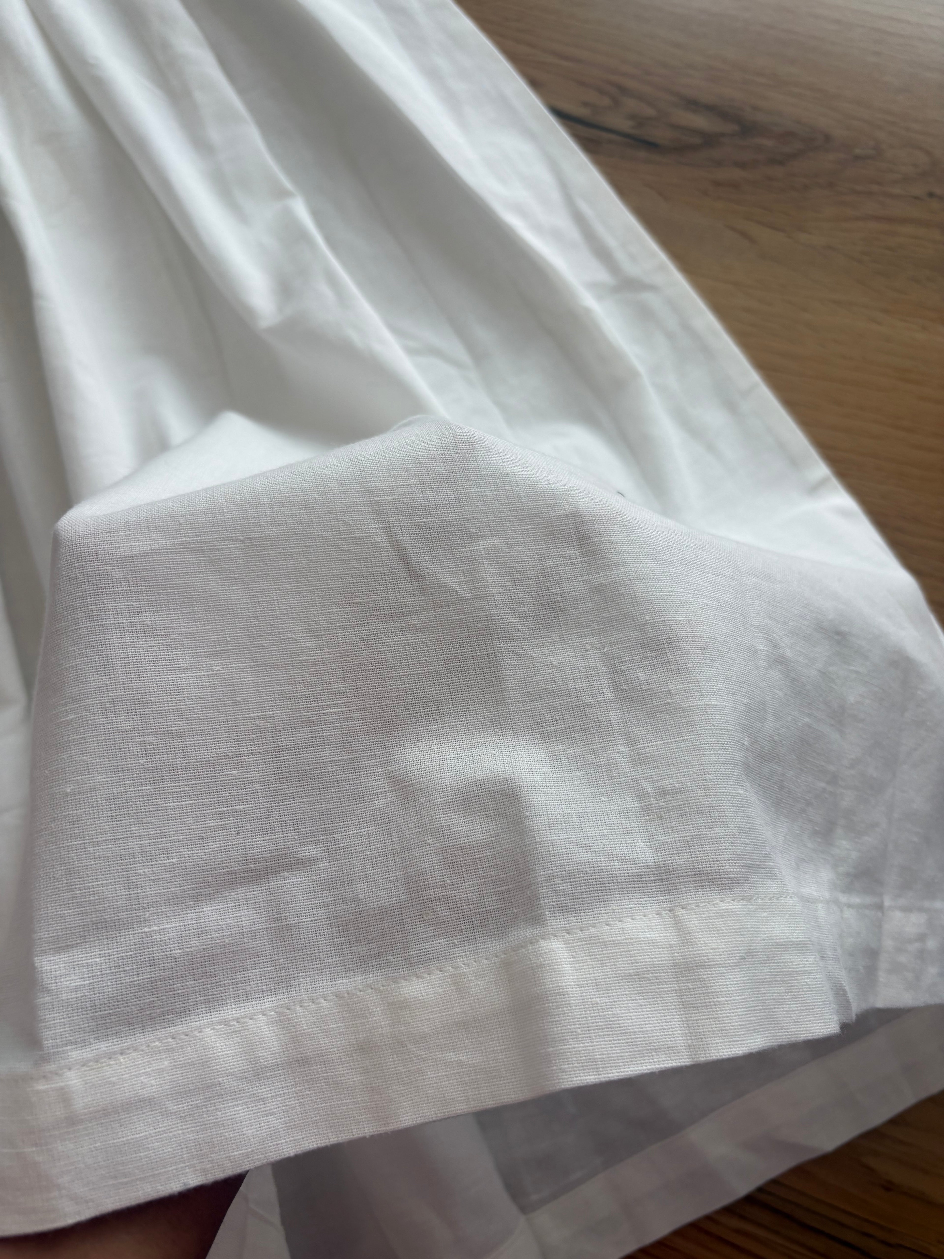 White cotton linen button dress