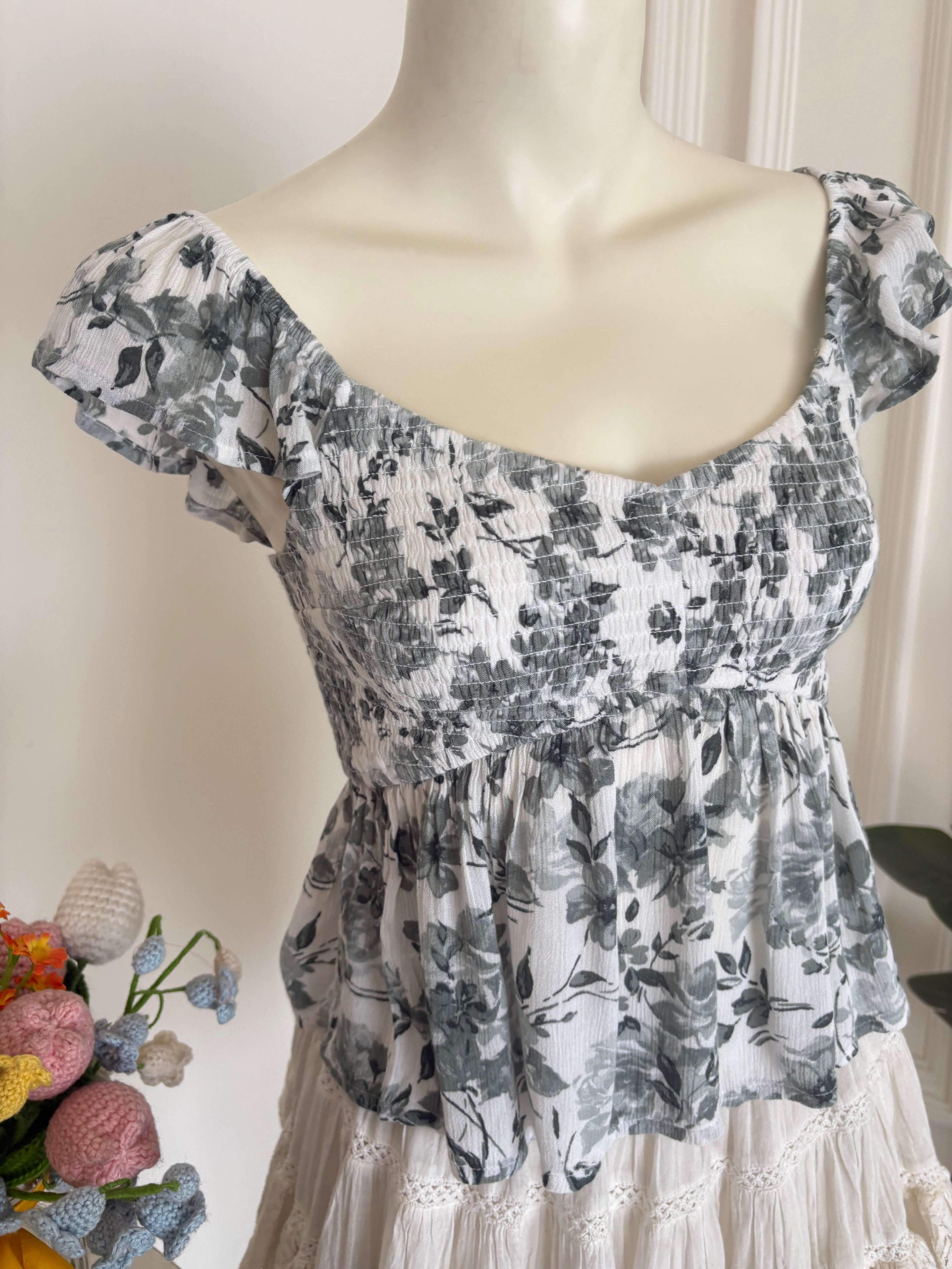 green floral top