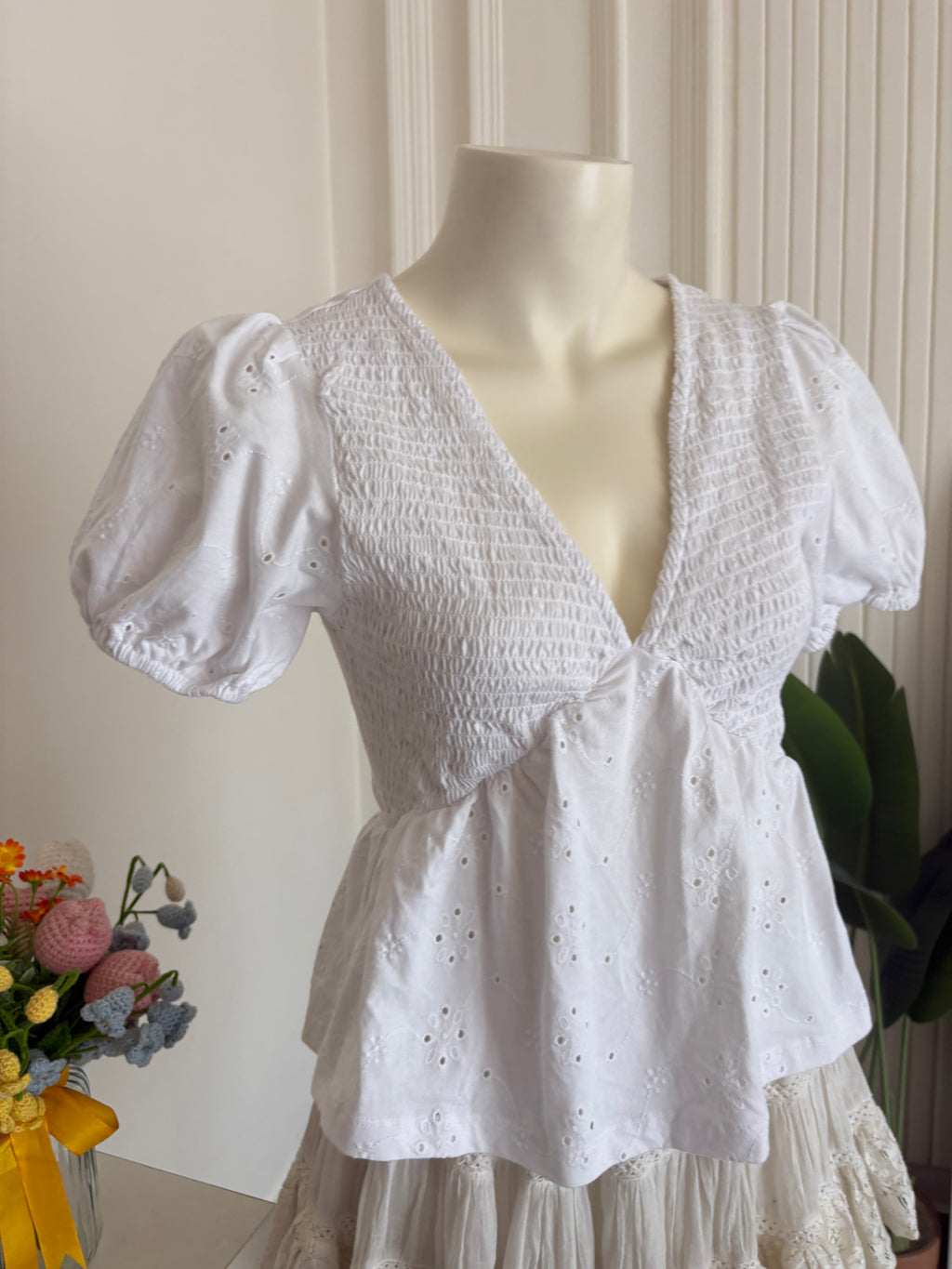 white eyelet tshirt material