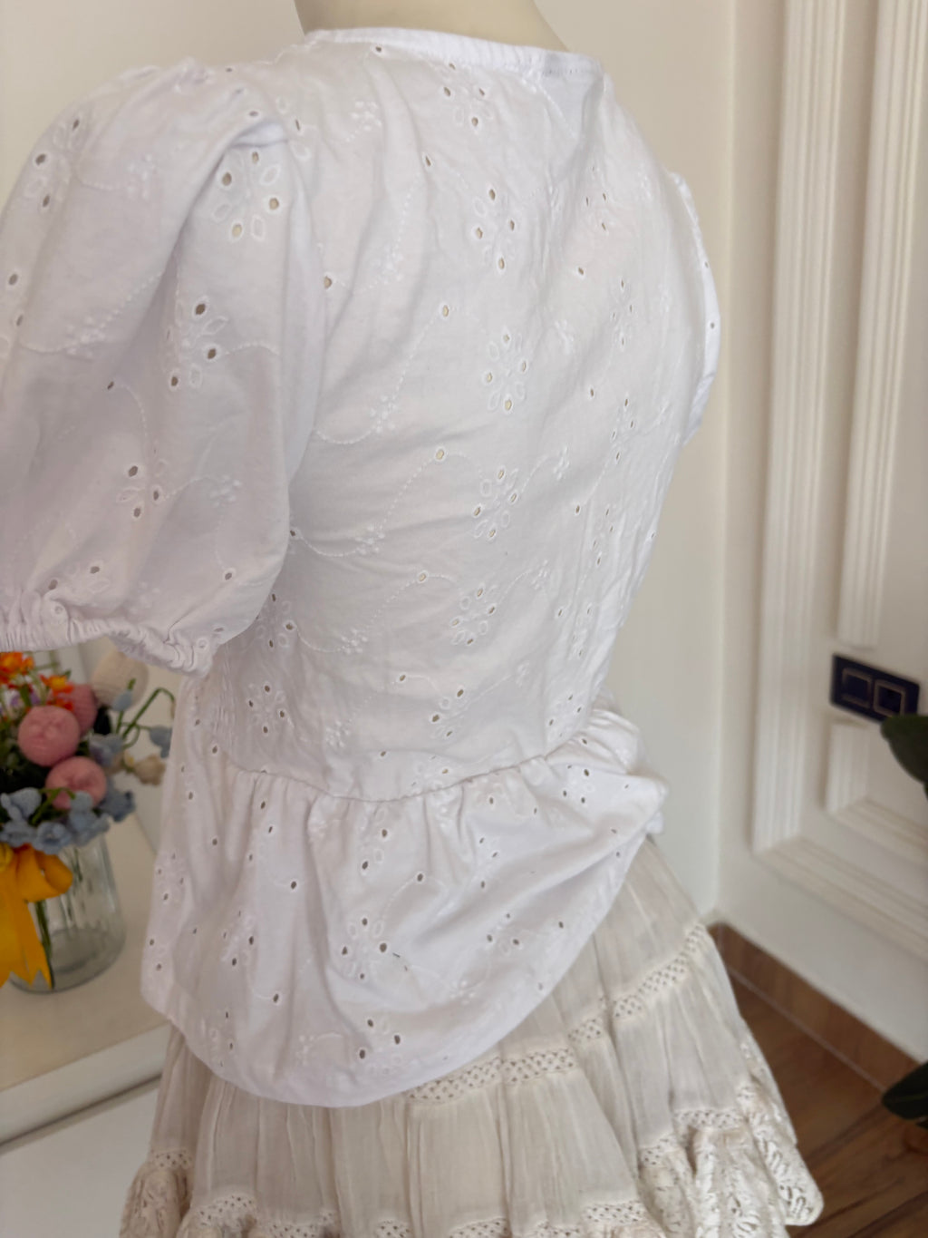 white eyelet tshirt material