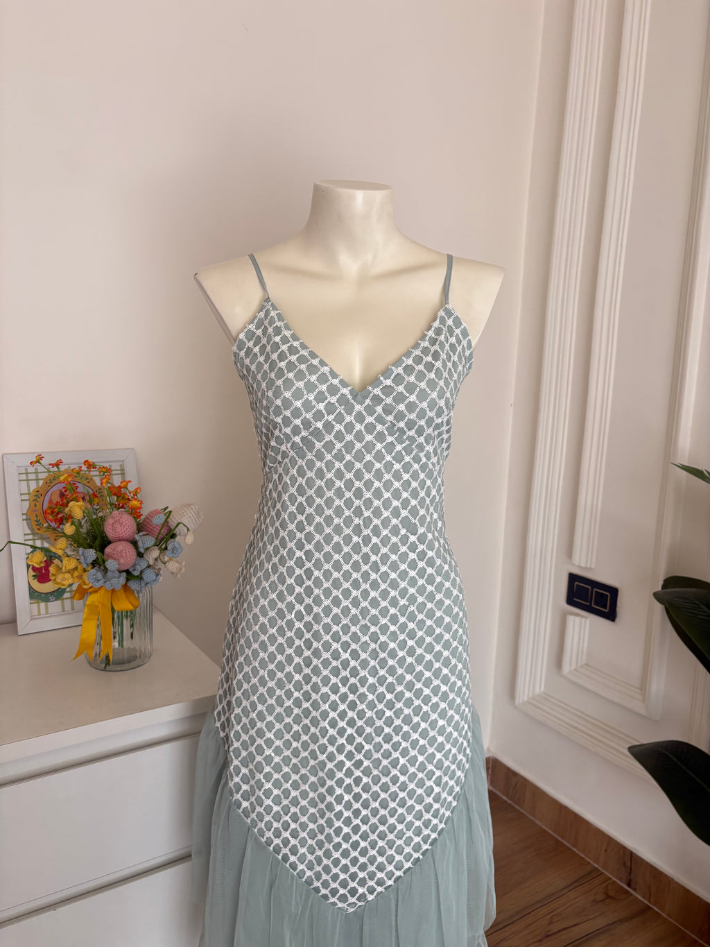 green mesh sequin dress