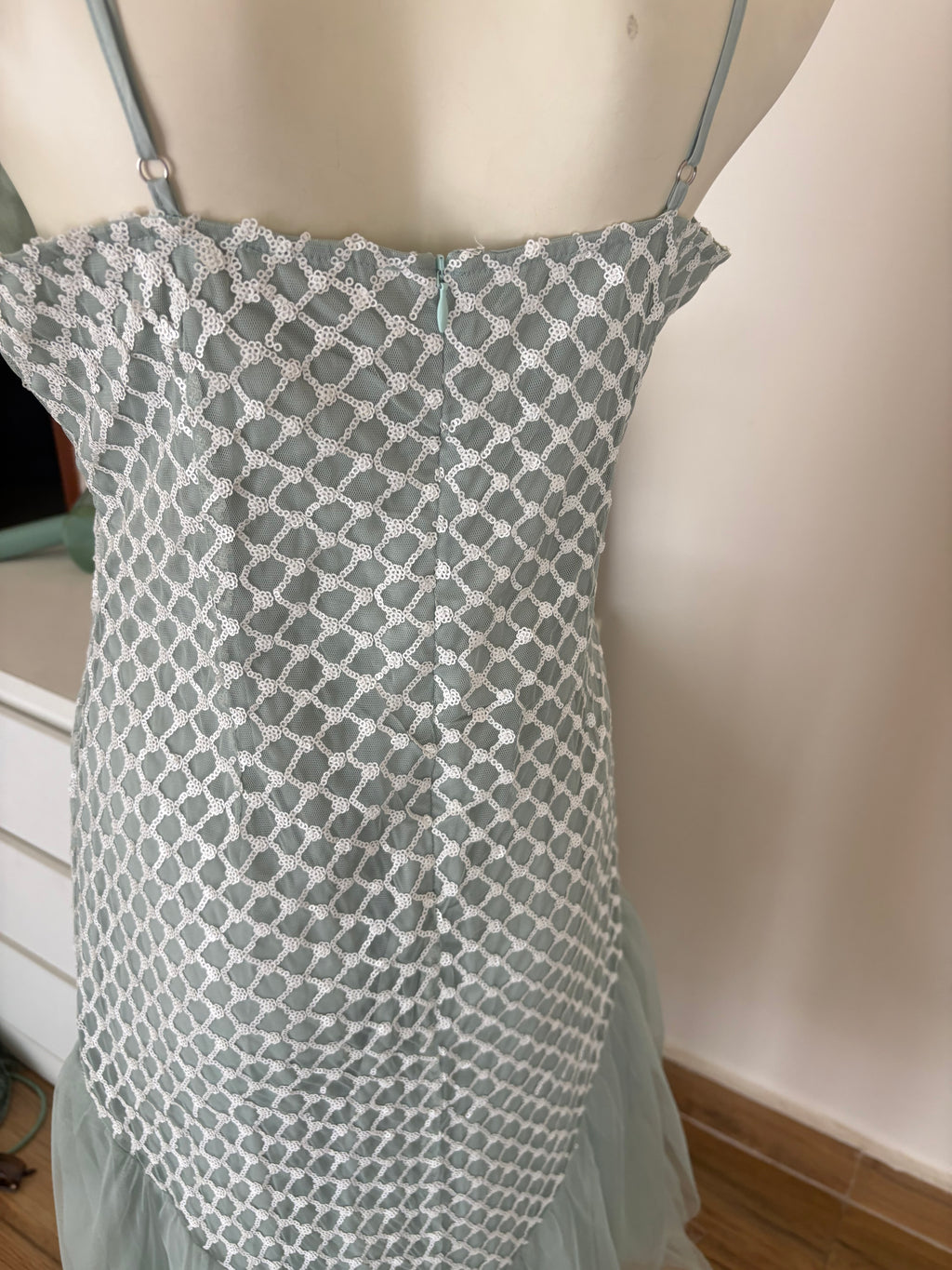 green mesh sequin dress