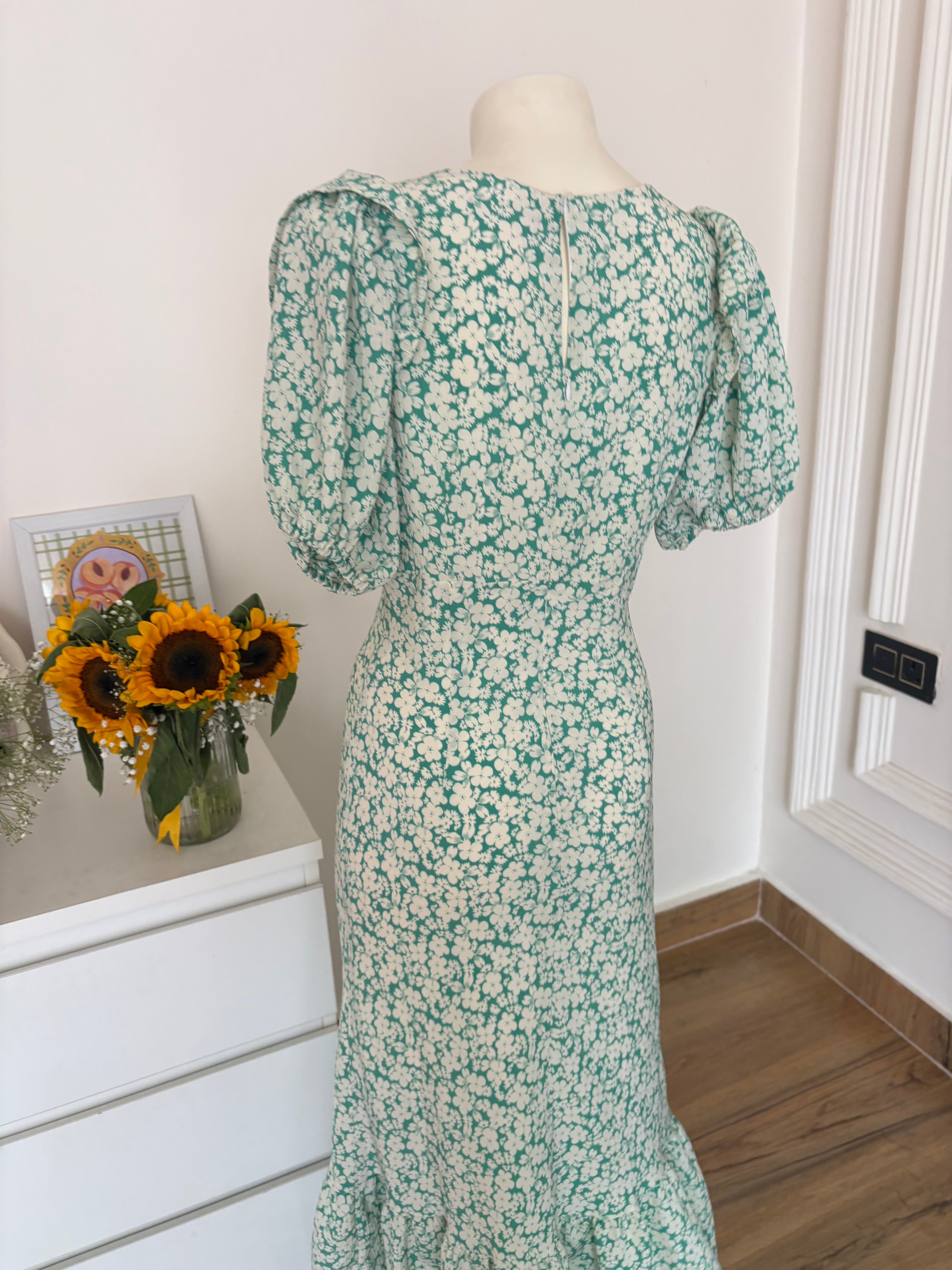 green floral dress