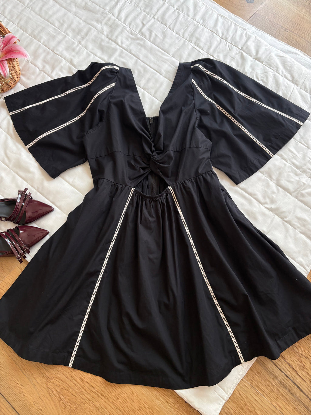 Black embroidered dress