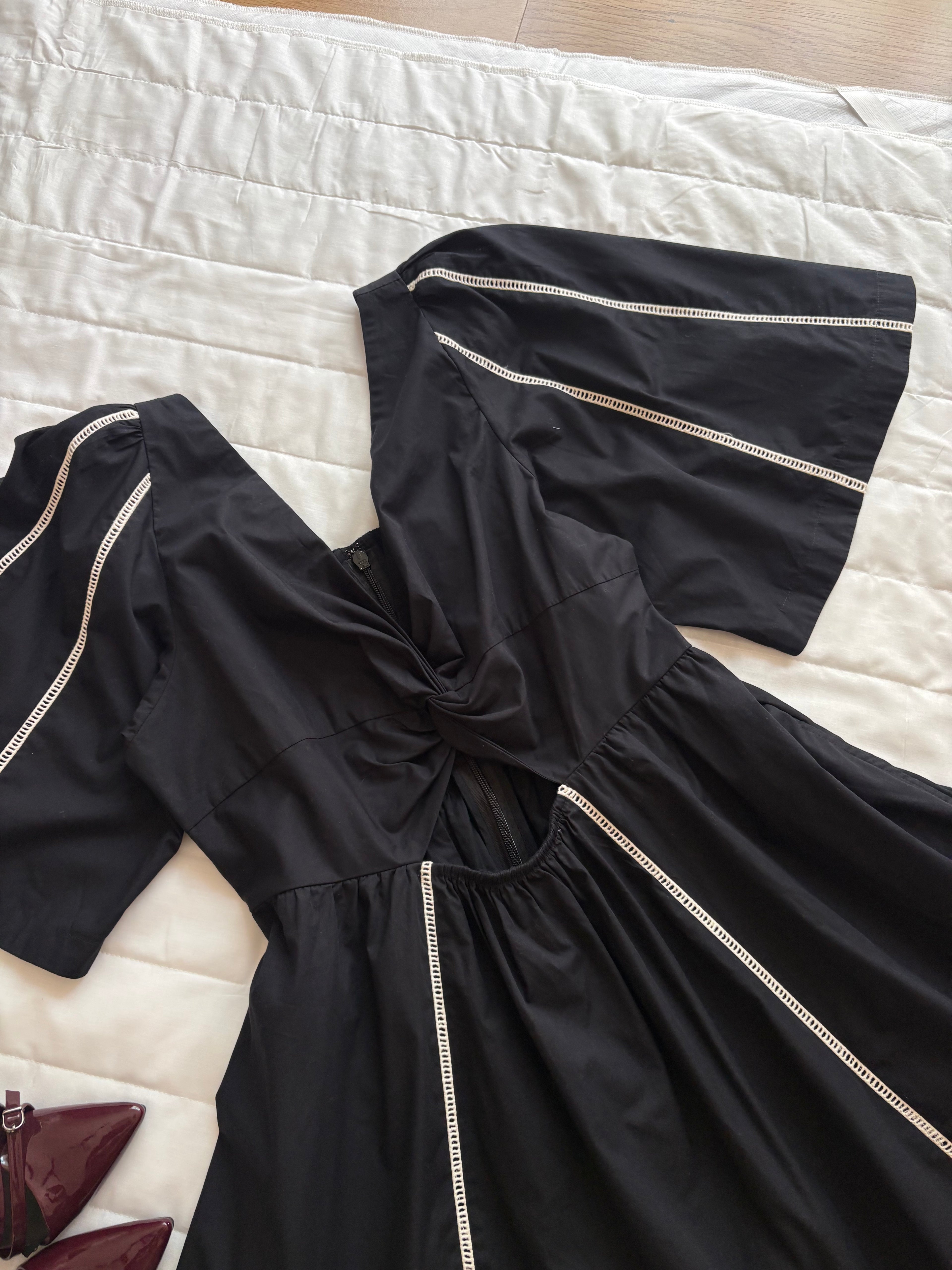 Black embroidered dress