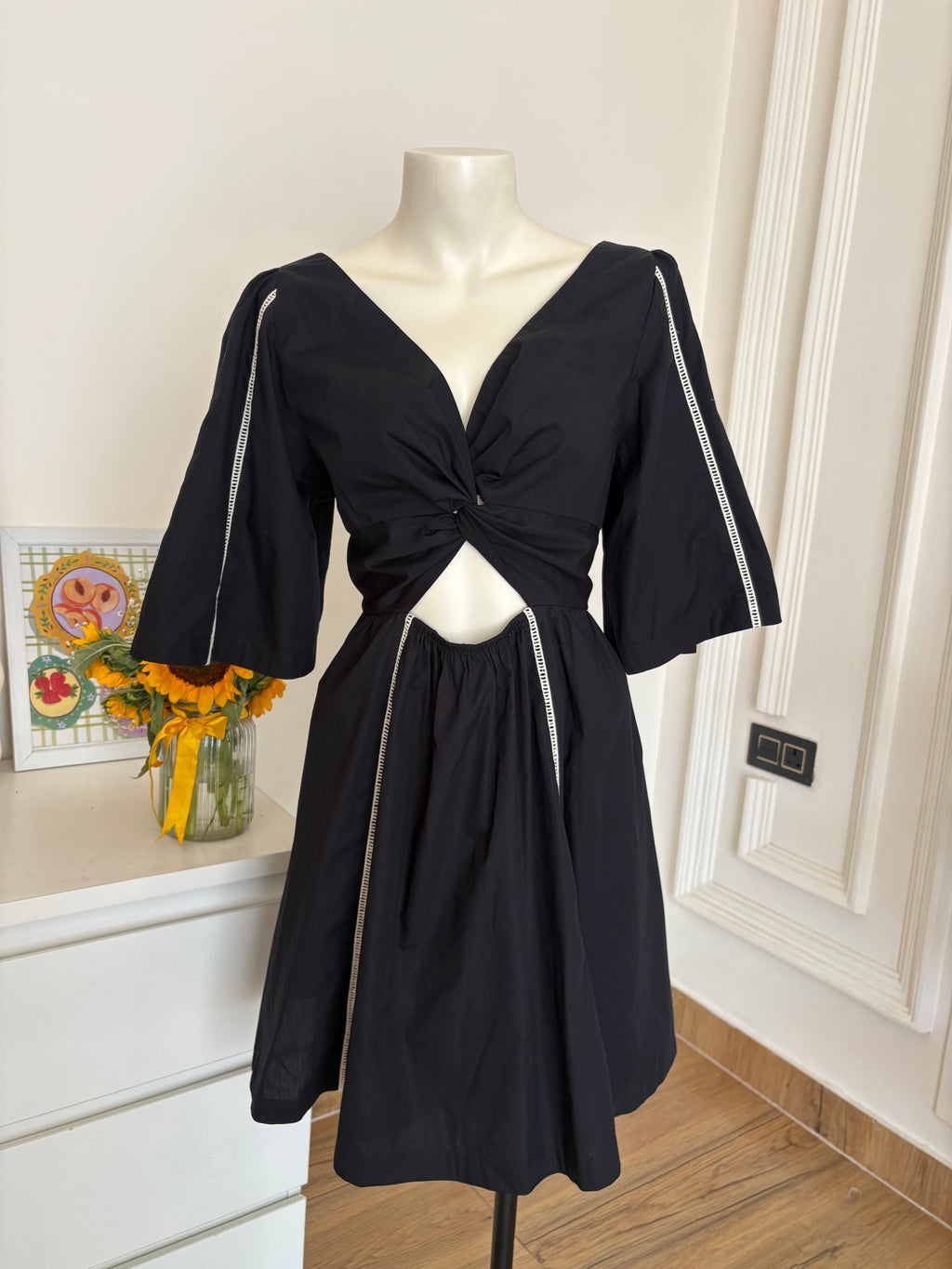 Black embroidered dress