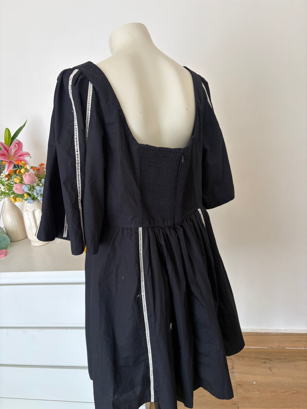 Black embroidered dress