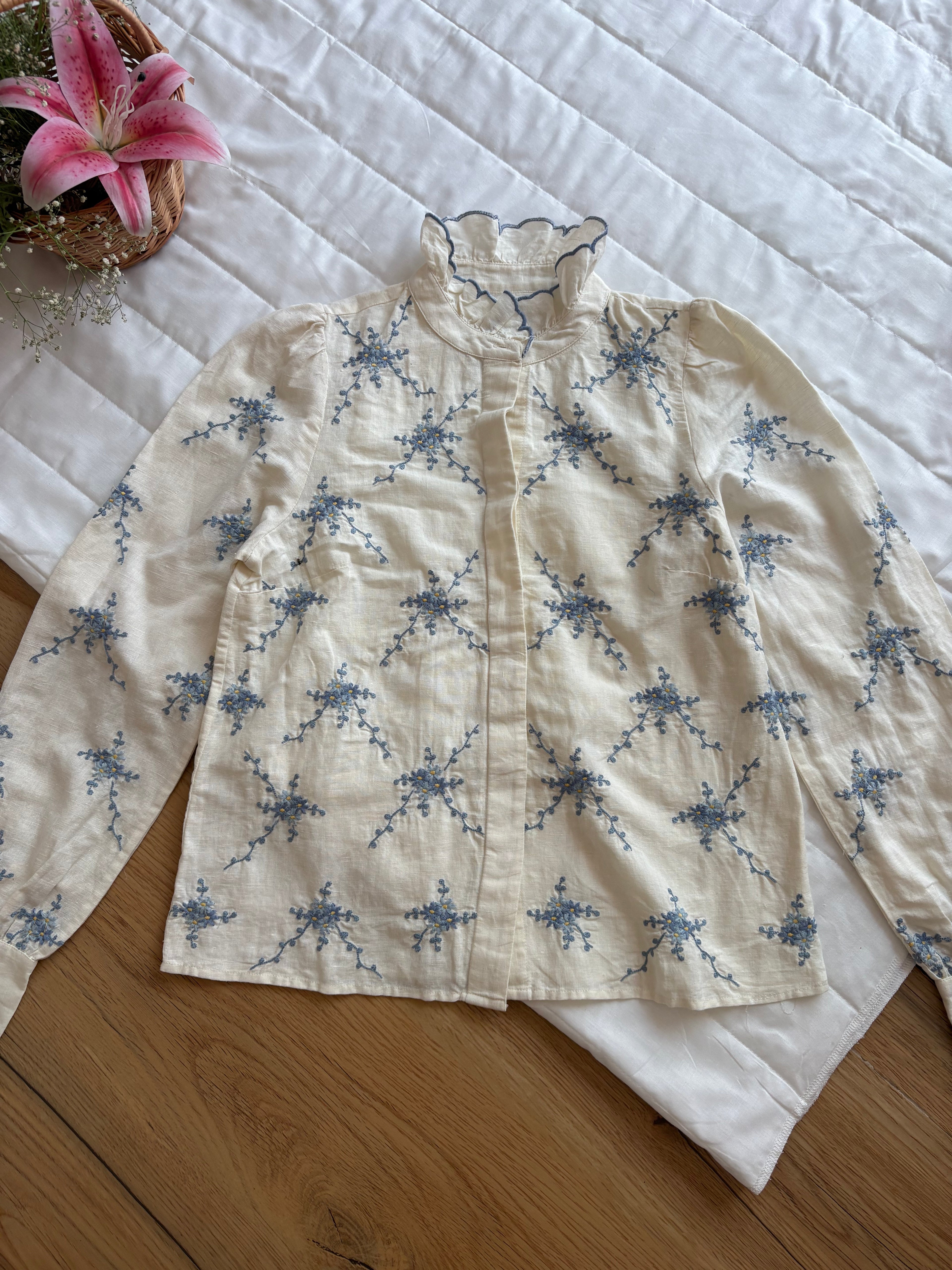 white embroidered organic cotton shirt