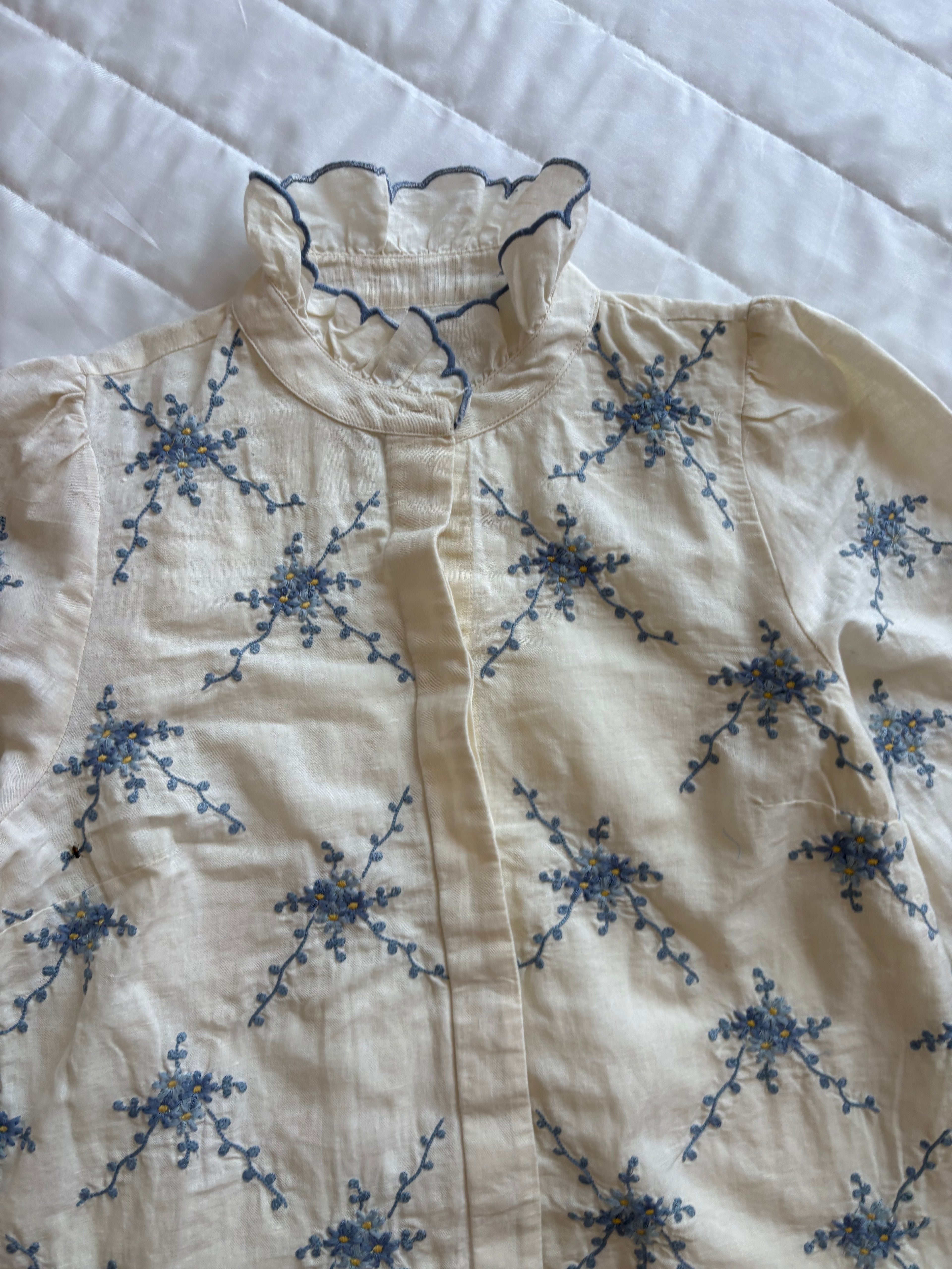 white embroidered organic cotton shirt