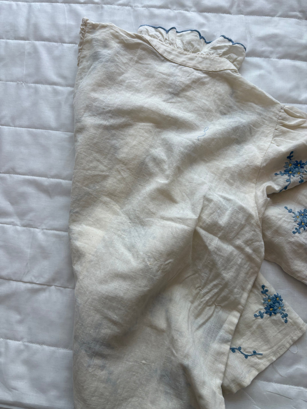 white embroidered organic cotton shirt