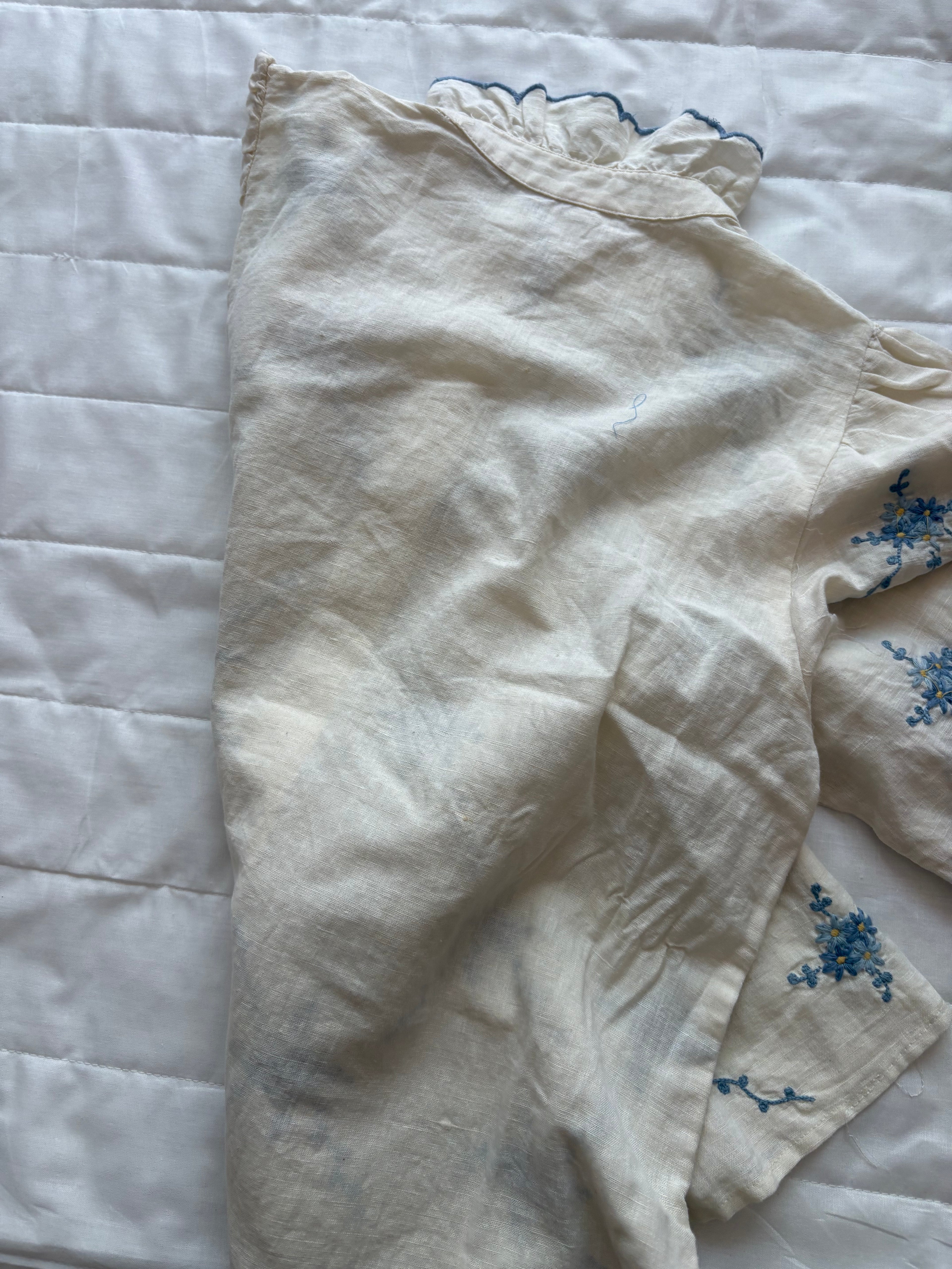 white embroidered organic cotton shirt