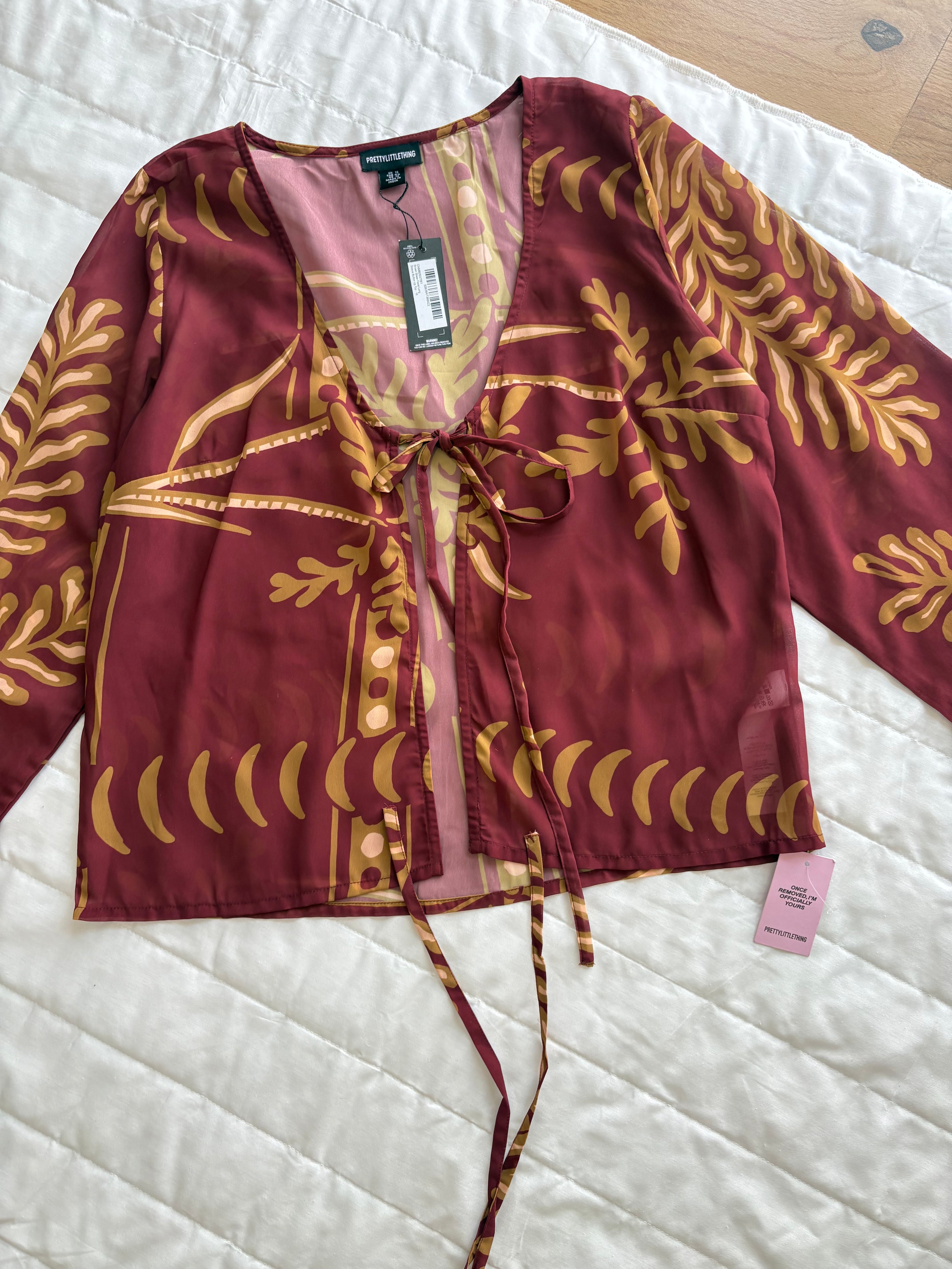 maroon printed top and skirt (individual)