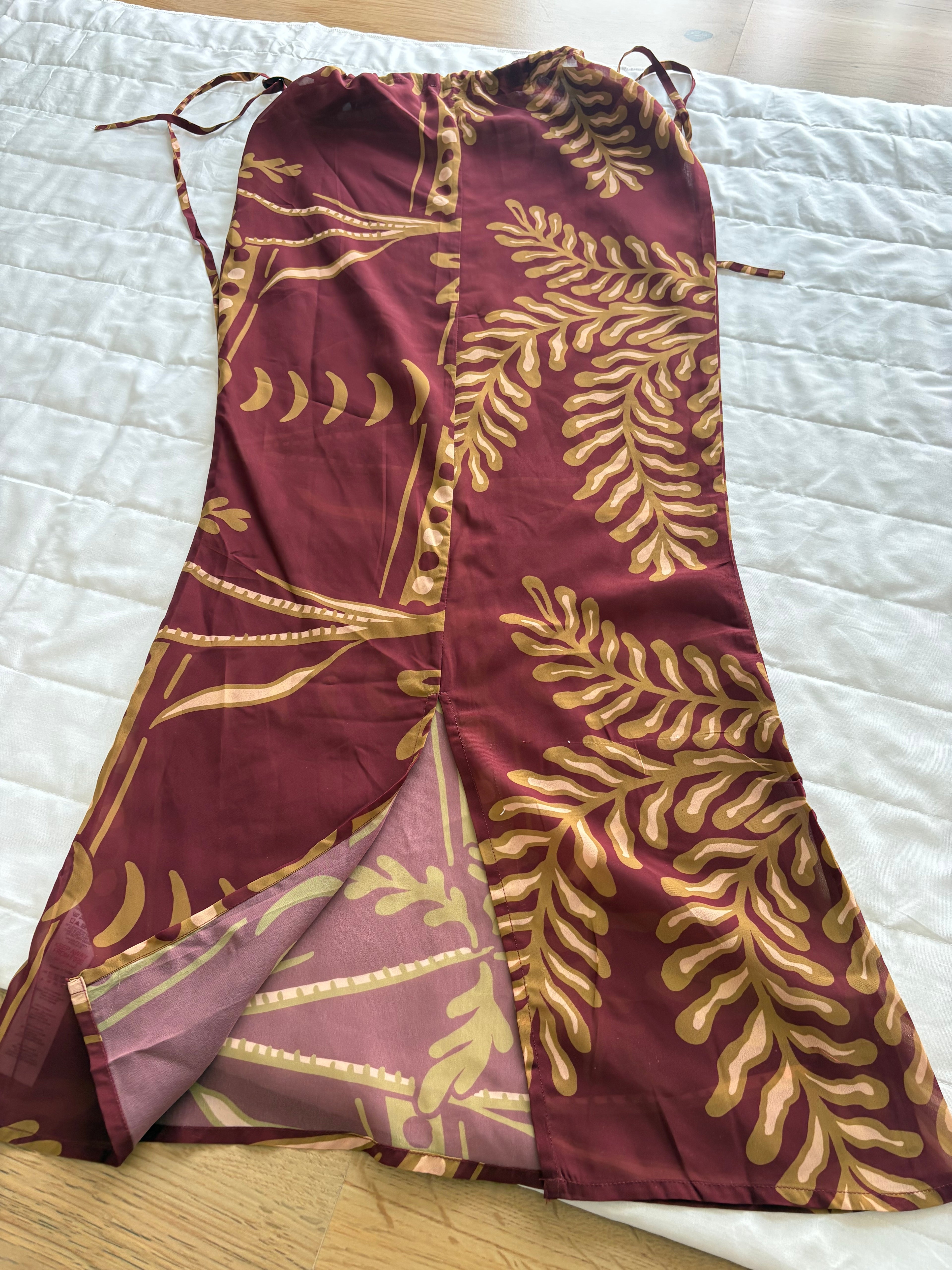 maroon printed top and skirt (individual)