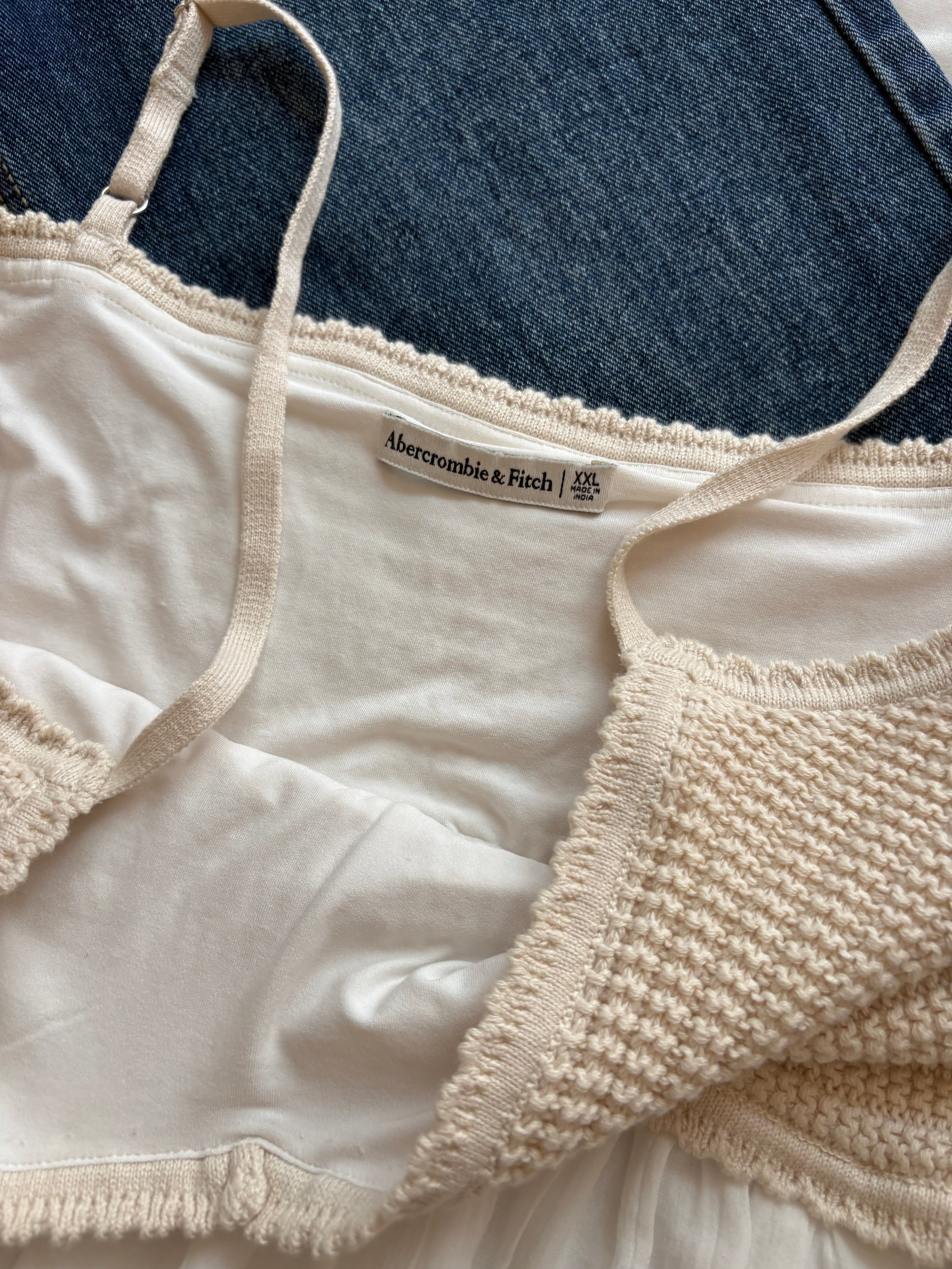 crochet off white cotton top  xxl