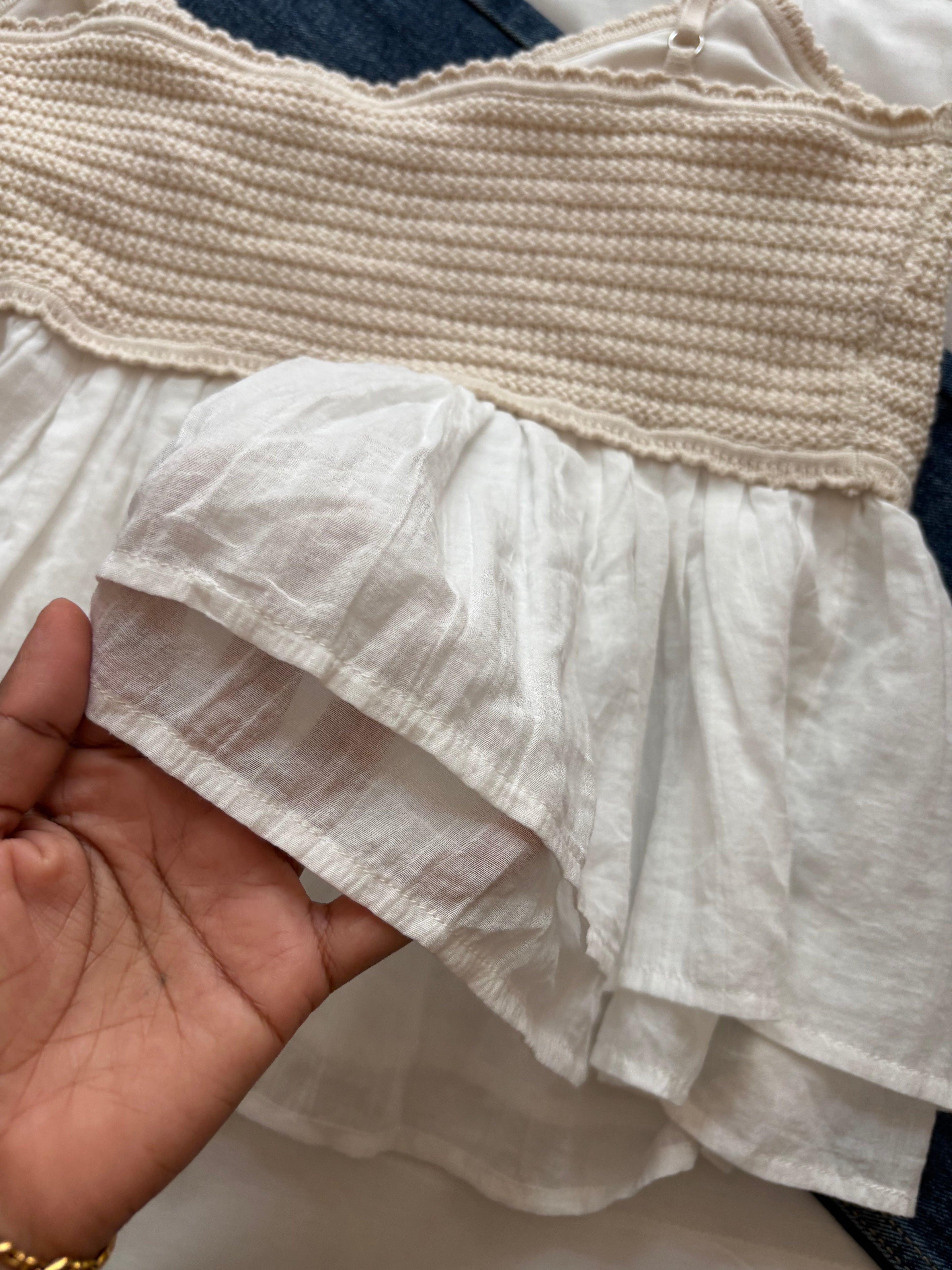 crochet off white cotton top  xxl
